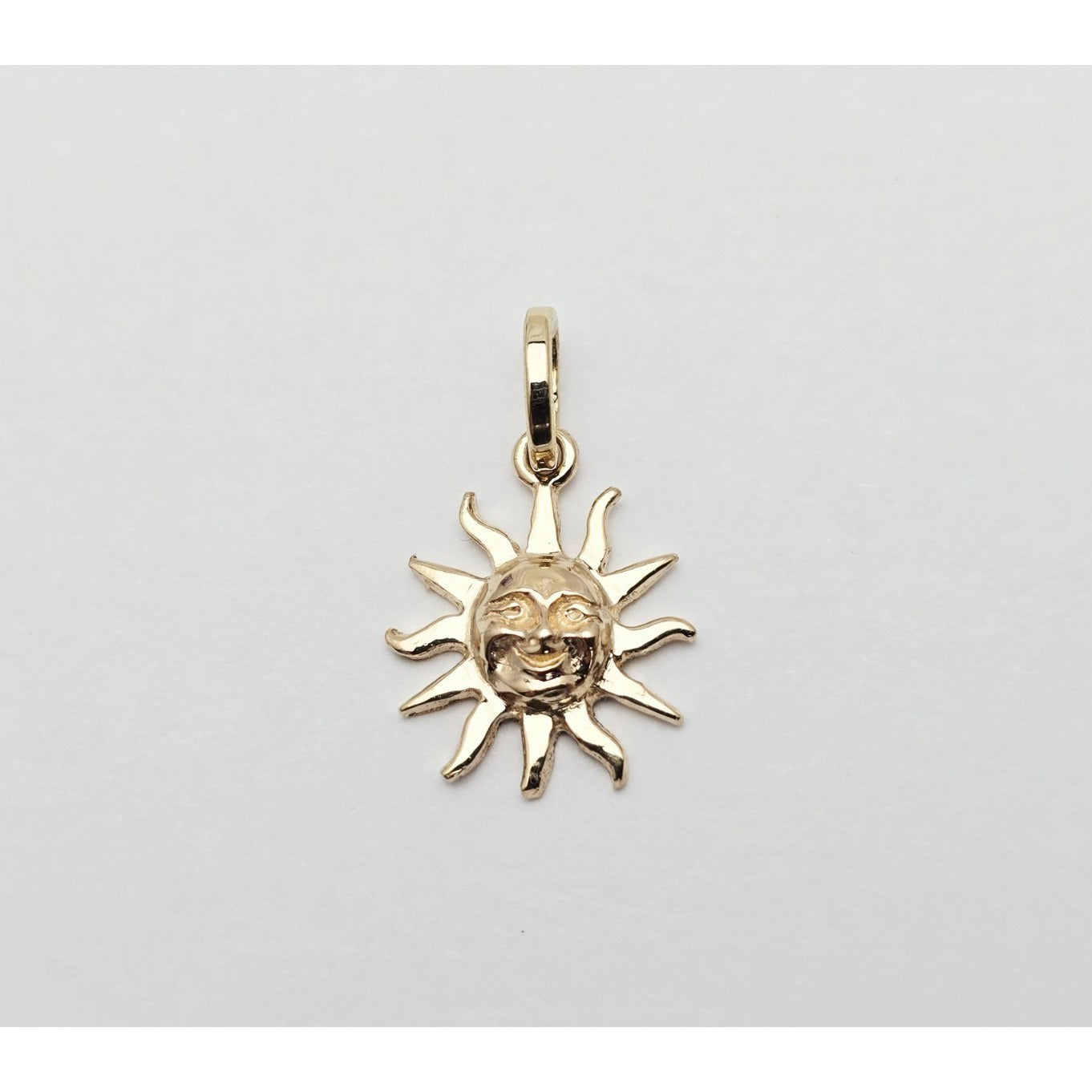 Tiny 14K Yellow Gold St Lucia Smiling Sun Charm Pendant