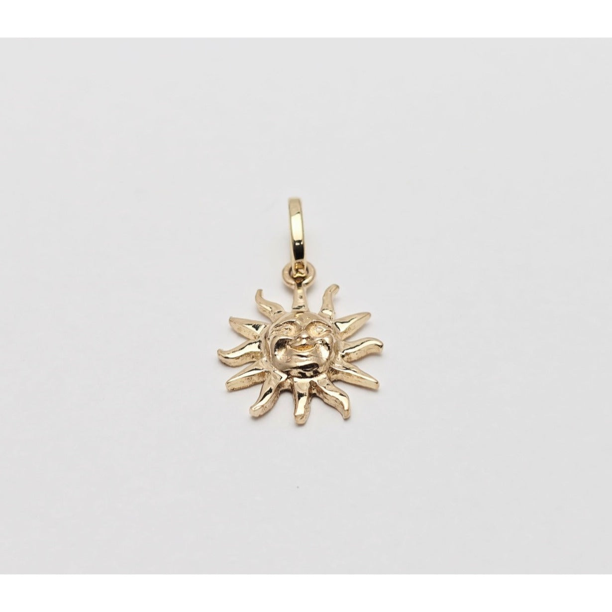 Tiny 14K Yellow Gold St Lucia Smiling Sun Charm Pendant