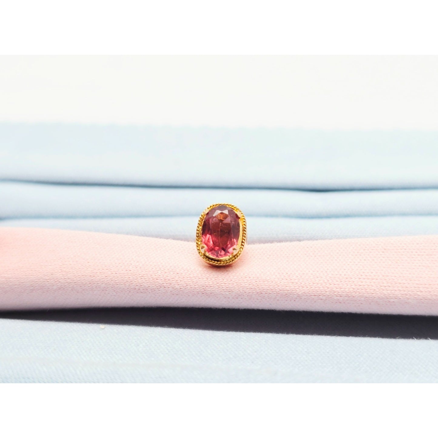 Single 21K Yellow Gold Oval Shaped Tourmaline Stud Earring