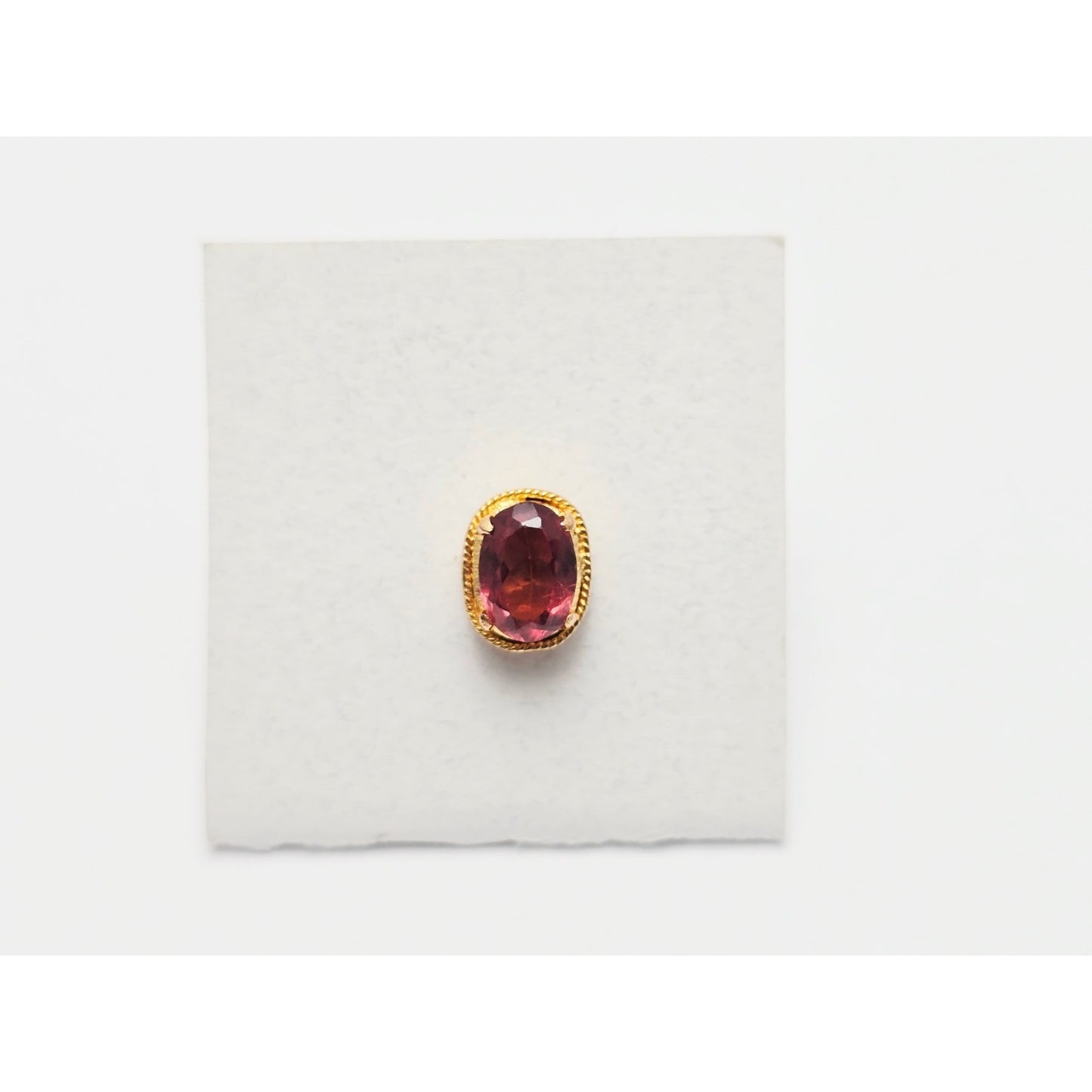 Single 21K Yellow Gold Oval Shaped Tourmaline Stud Earring