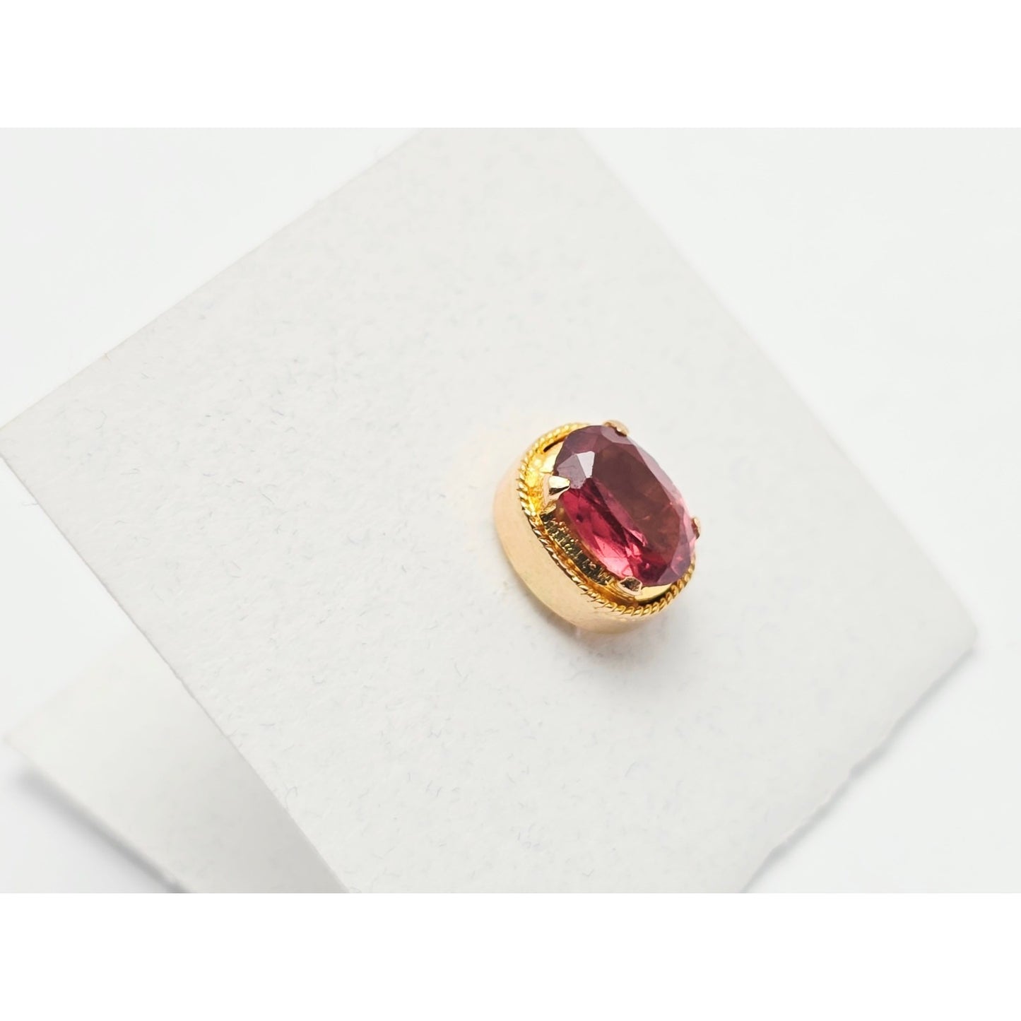 Single 21K Yellow Gold Oval Shaped Tourmaline Stud Earring