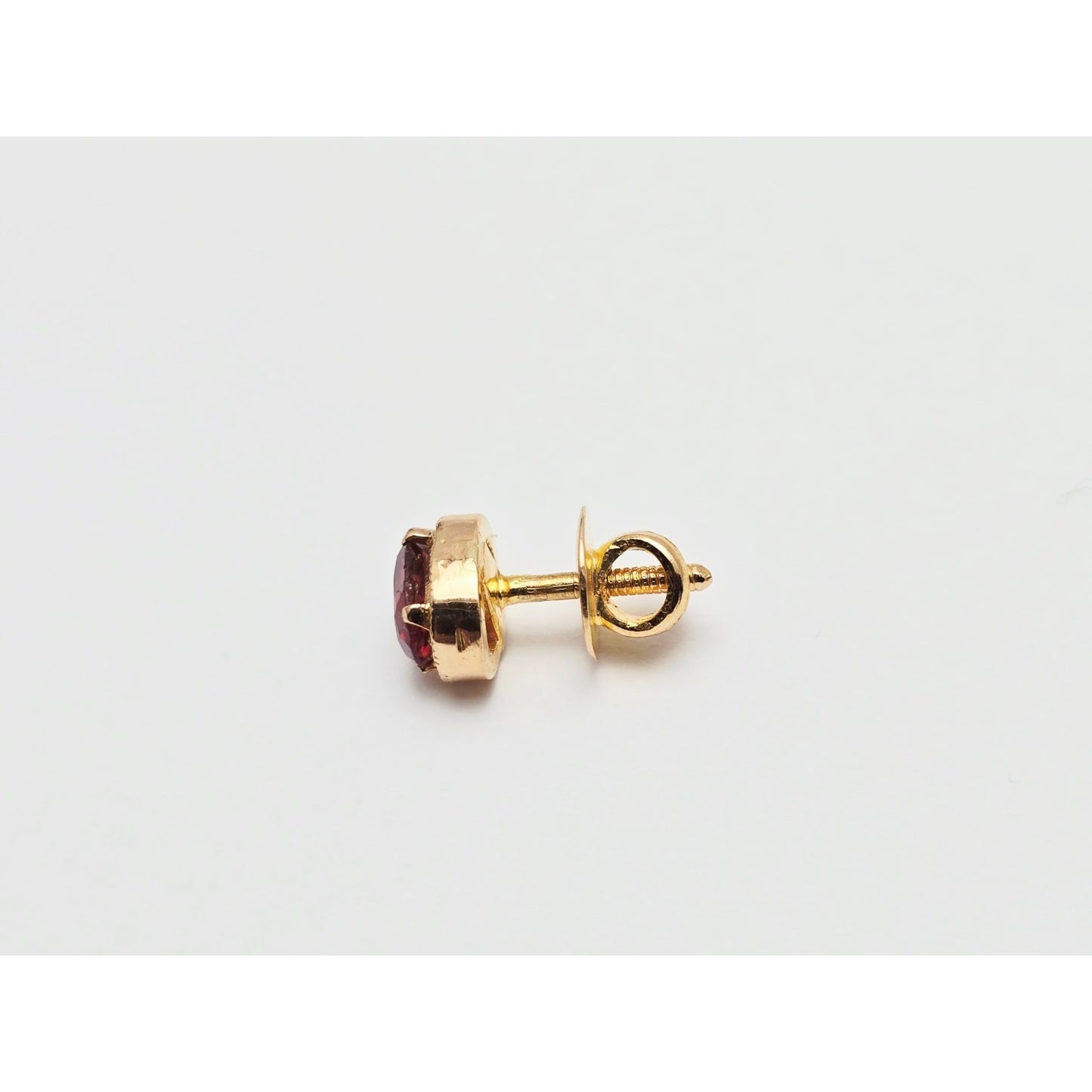 Single 21K Yellow Gold Oval Shaped Tourmaline Stud Earring
