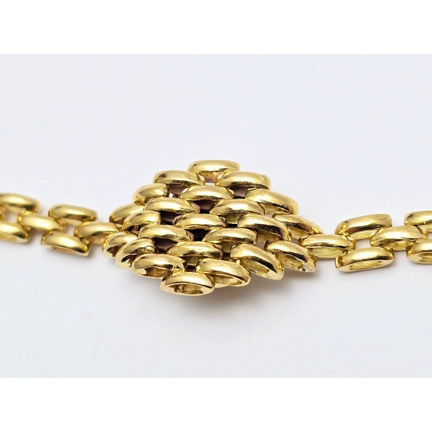 18K Yellow Gold Cabochon Sapphire & Diamond Link Chain Necklace