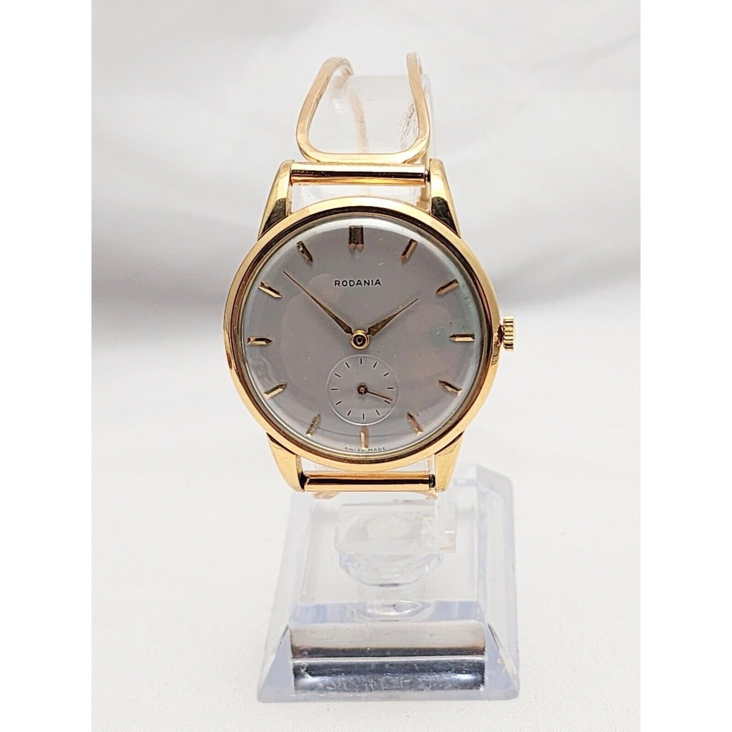 Vintage 1940s Rodania 18K Yellow Gold 35mm 17J Case # 127 Sub Dial Swiss Watch