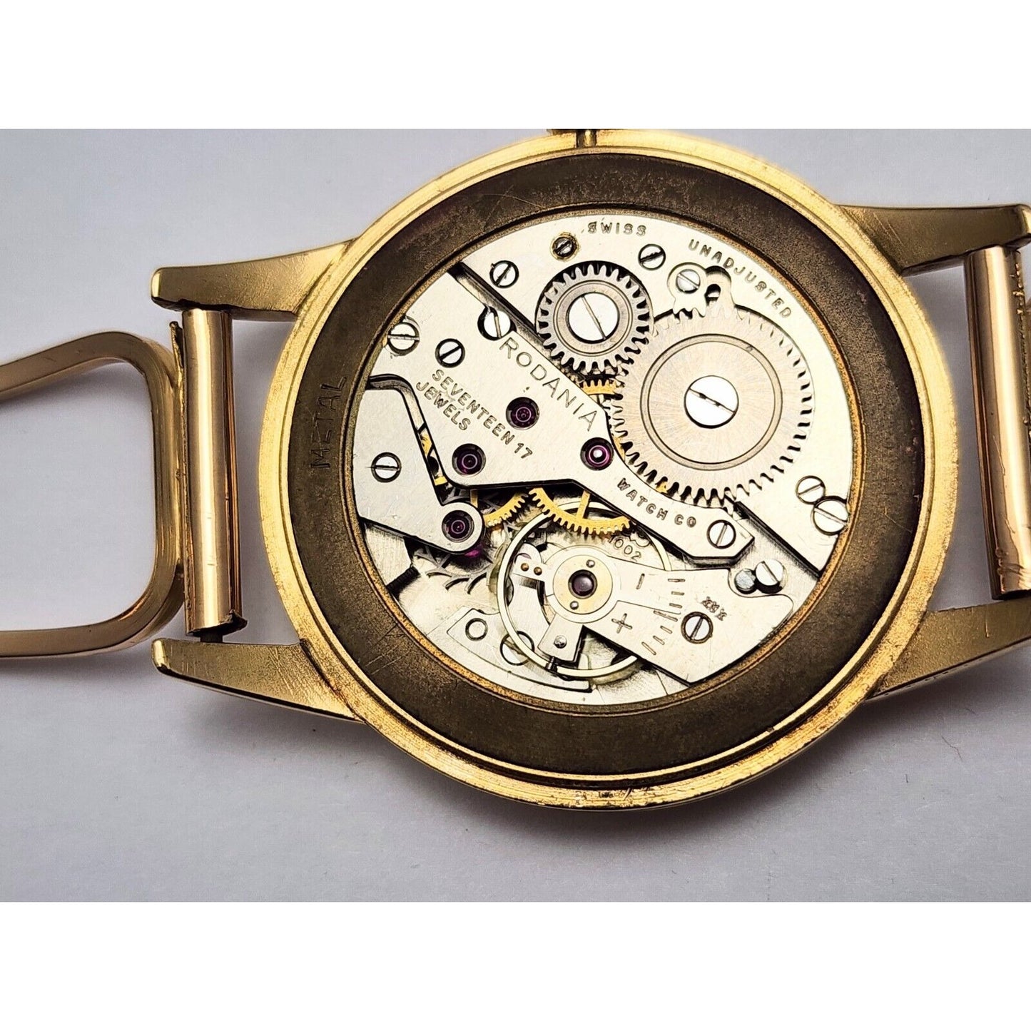 Vintage 1940s Rodania 18K Yellow Gold 35mm 17J Case # 127 Sub Dial Swiss Watch