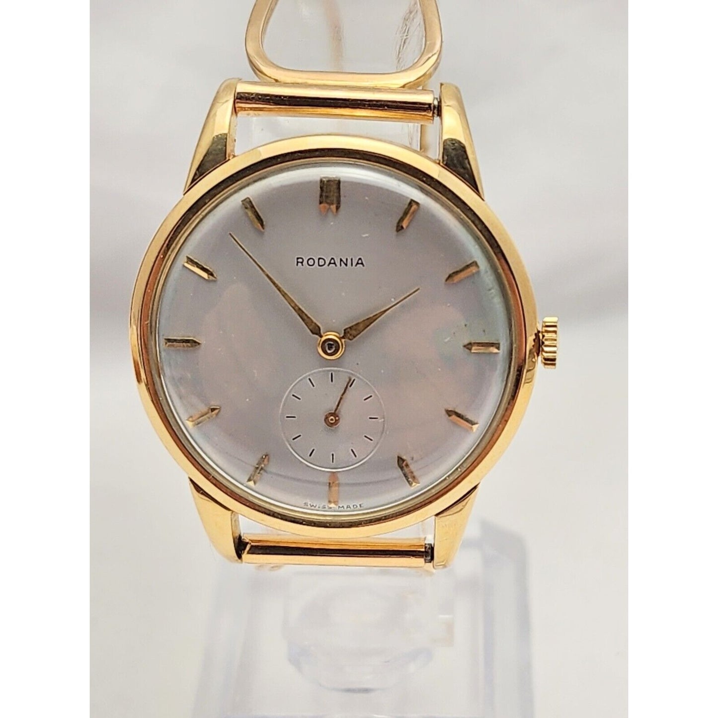 Vintage 1940s Rodania 18K Yellow Gold 35mm 17J Case # 127 Sub Dial Swiss Watch