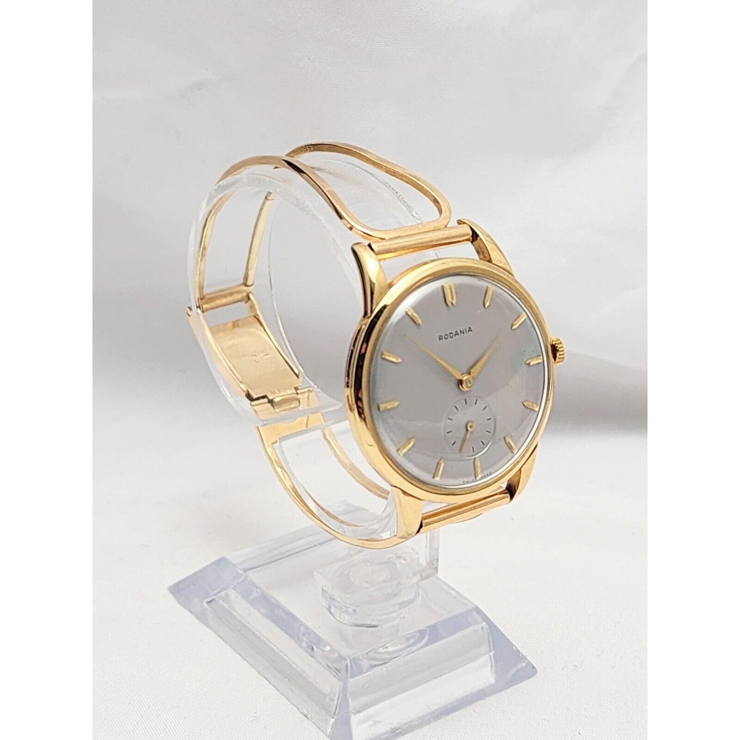 Vintage 1940s Rodania 18K Yellow Gold 35mm 17J Case # 127 Sub Dial Swiss Watch