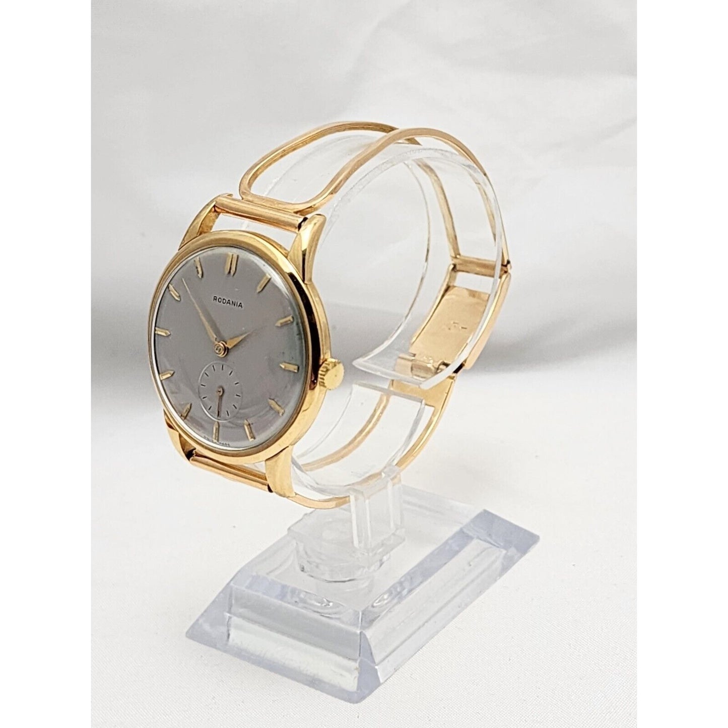 Vintage 1940s Rodania 18K Yellow Gold 35mm 17J Case # 127 Sub Dial Swiss Watch
