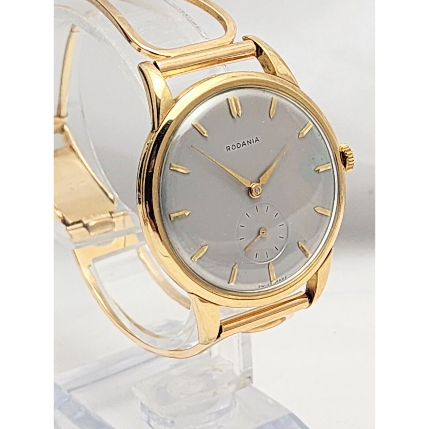 Vintage 1940s Rodania 18K Yellow Gold 35mm 17J Case # 127 Sub Dial Swiss Watch