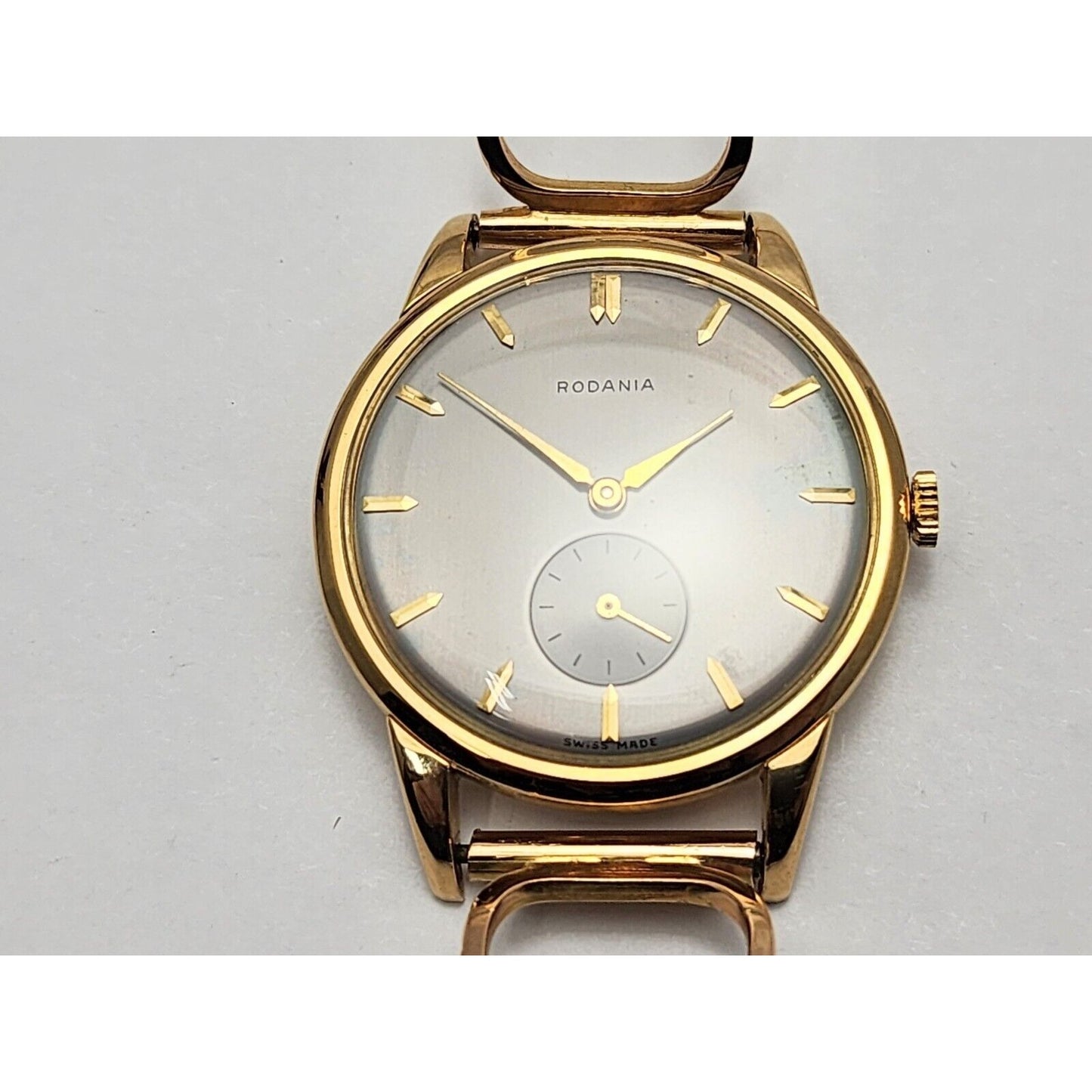 Vintage 1940s Rodania 18K Yellow Gold 35mm 17J Case # 127 Sub Dial Swiss Watch