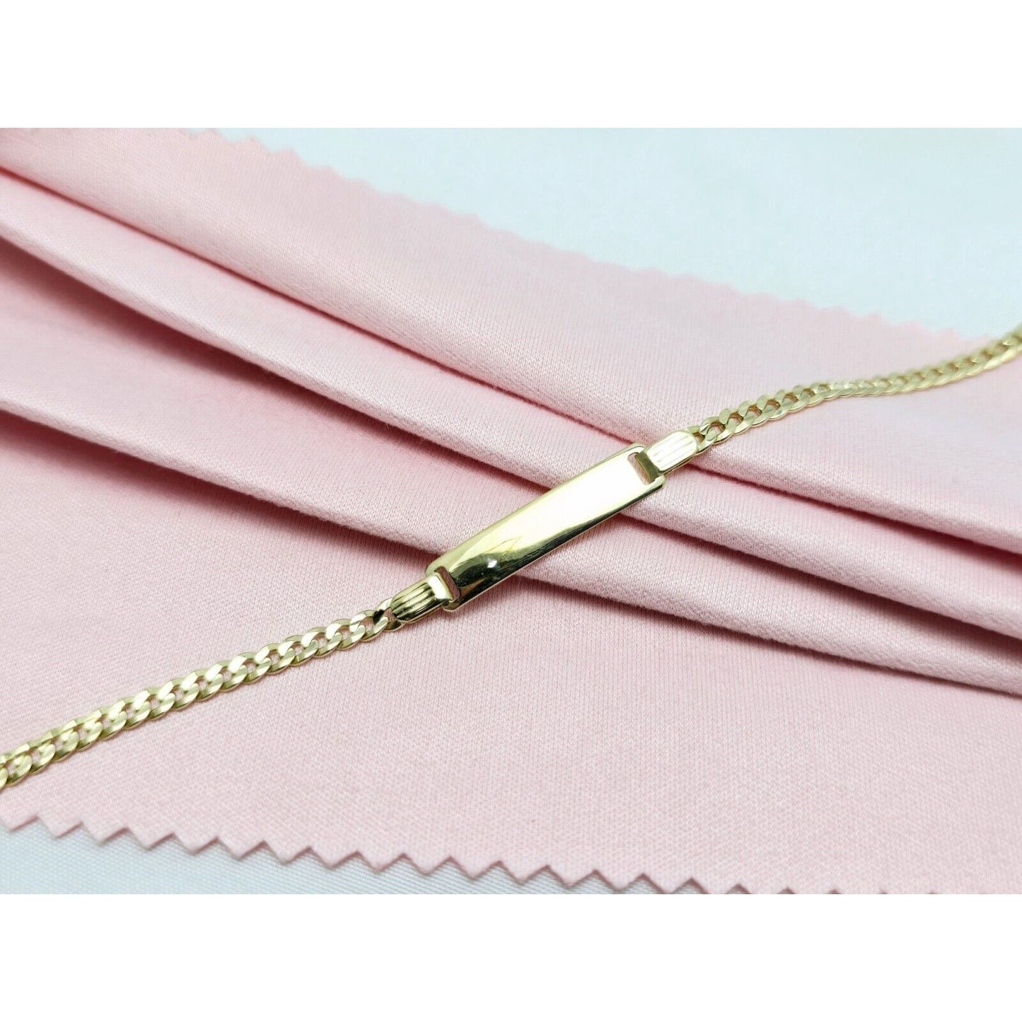 Baby 14K Yellow Gold Curb Link ID Bracelet