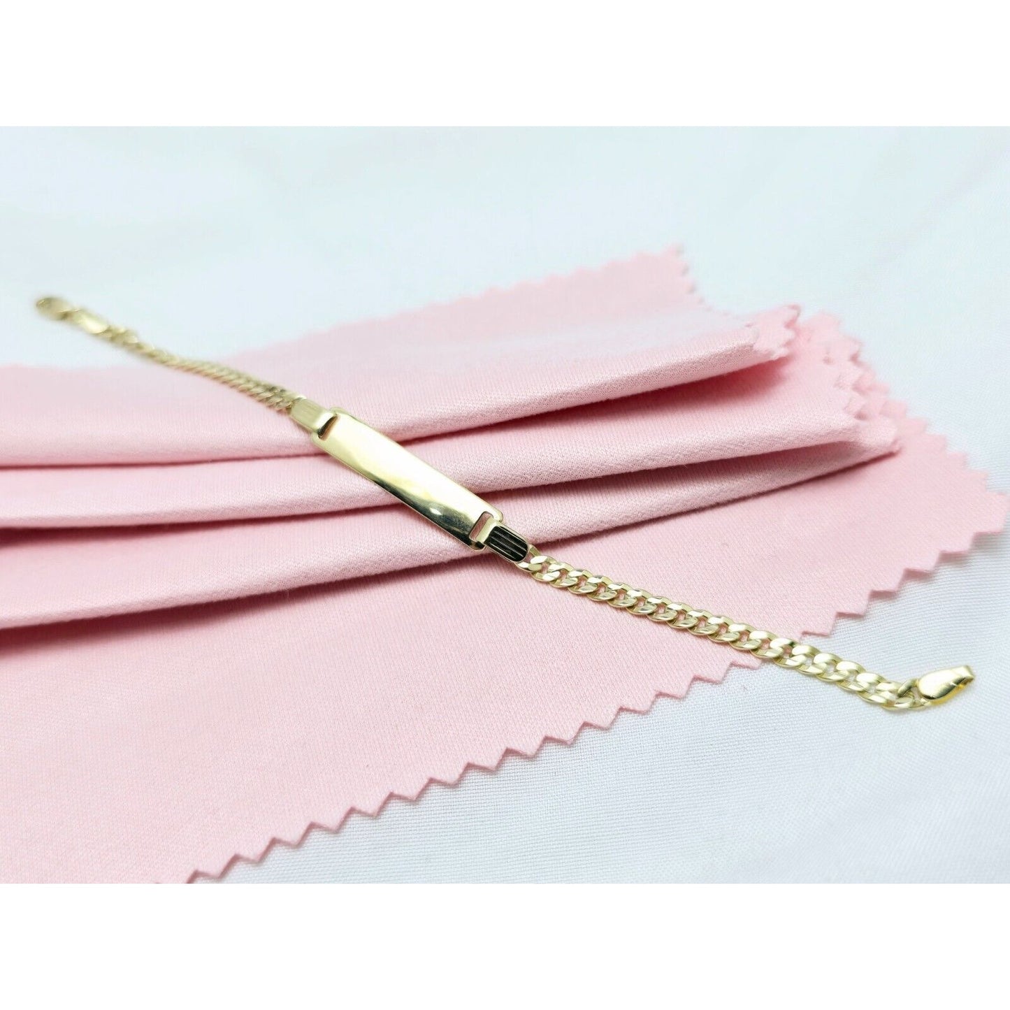 Baby 14K Yellow Gold Curb Link ID Bracelet