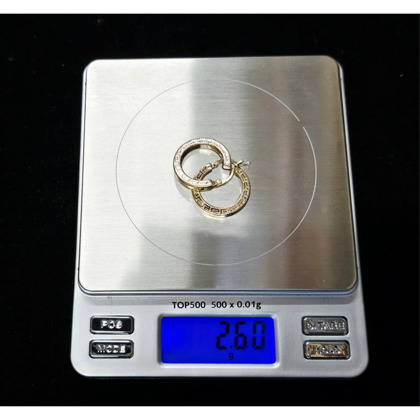 14K Yellow Gold Hinged Versace Style Hoop Earrings