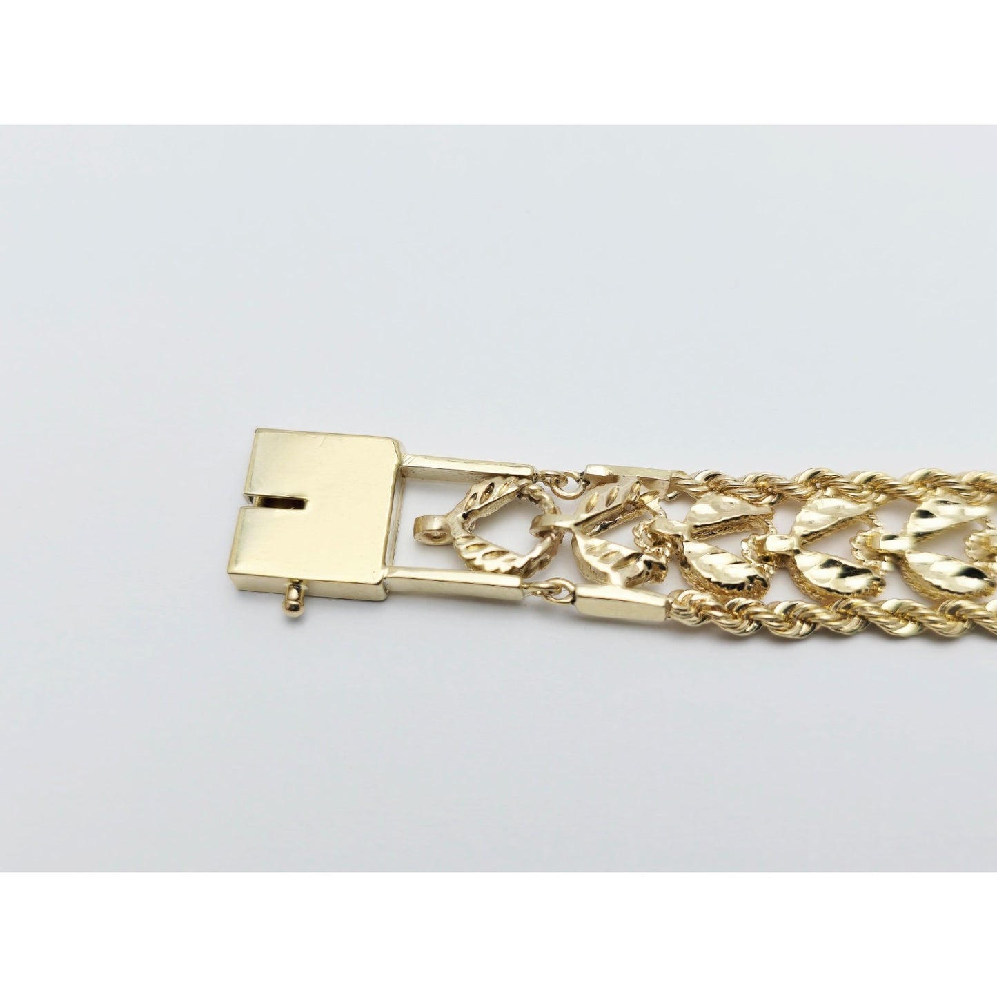 14K Yellow Gold Diamond Cut Double Rope Sapphire Bracelet