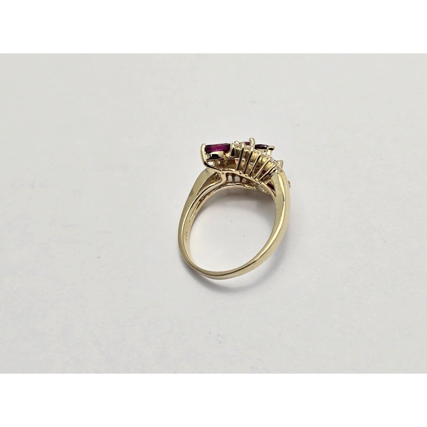 14K Yellow Gold Marquise Ruby & Diamond Ring