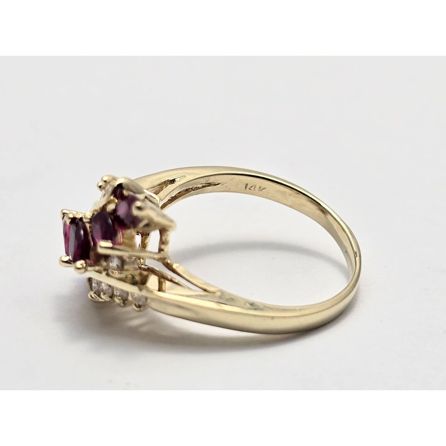 14K Yellow Gold Marquise Ruby & Diamond Ring