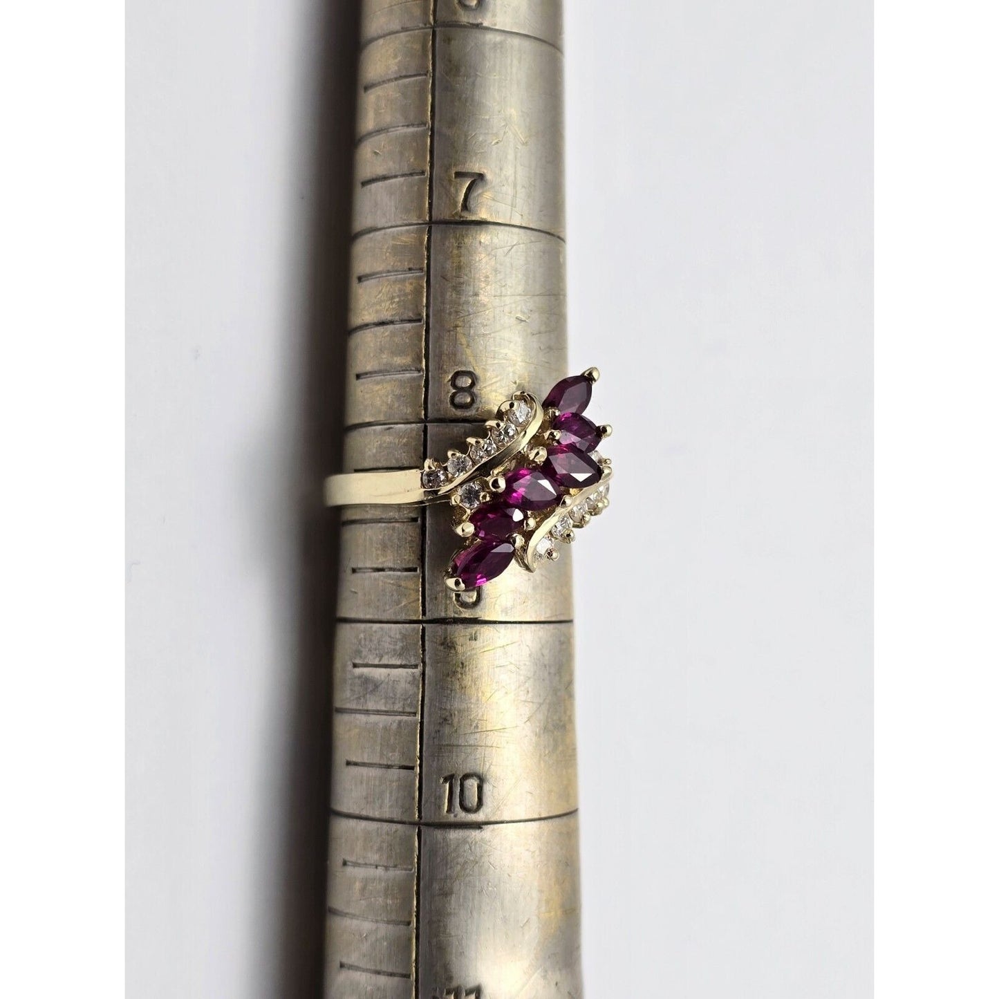 14K Yellow Gold Marquise Ruby & Diamond Ring