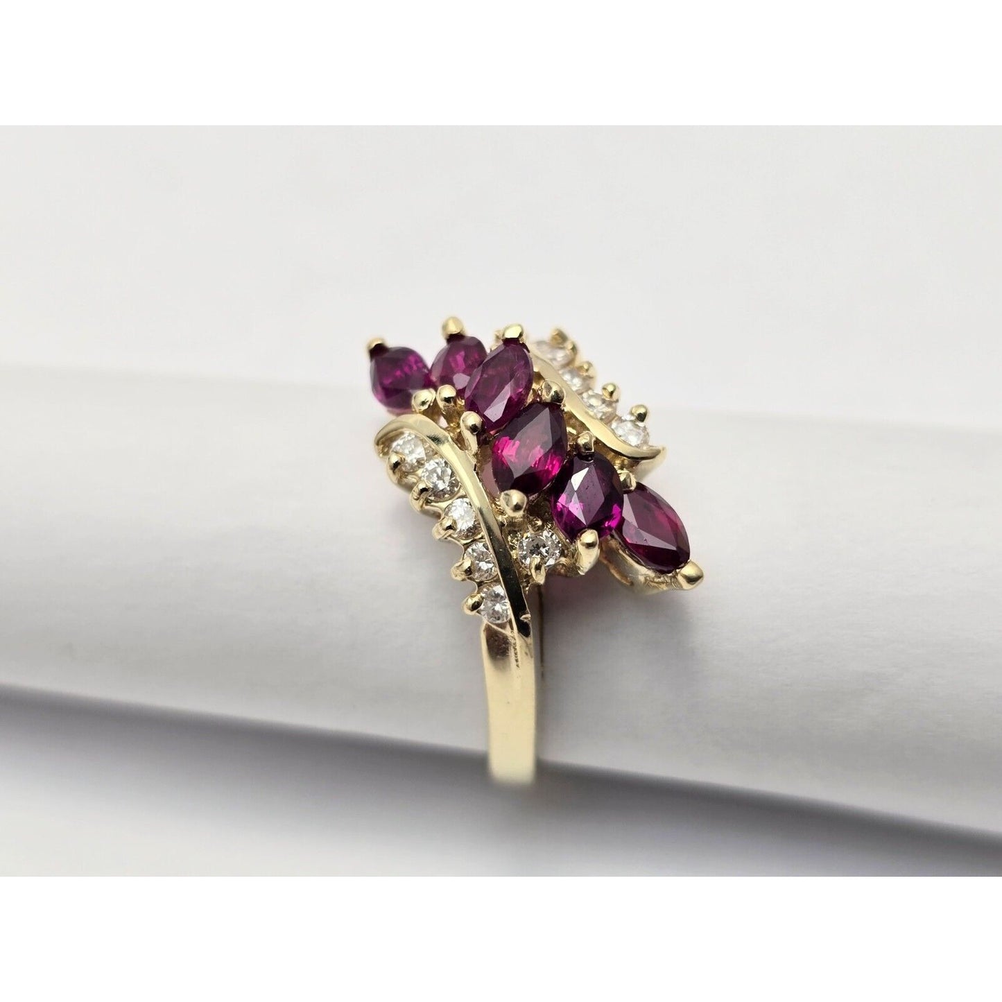 14K Yellow Gold Marquise Ruby & Diamond Ring