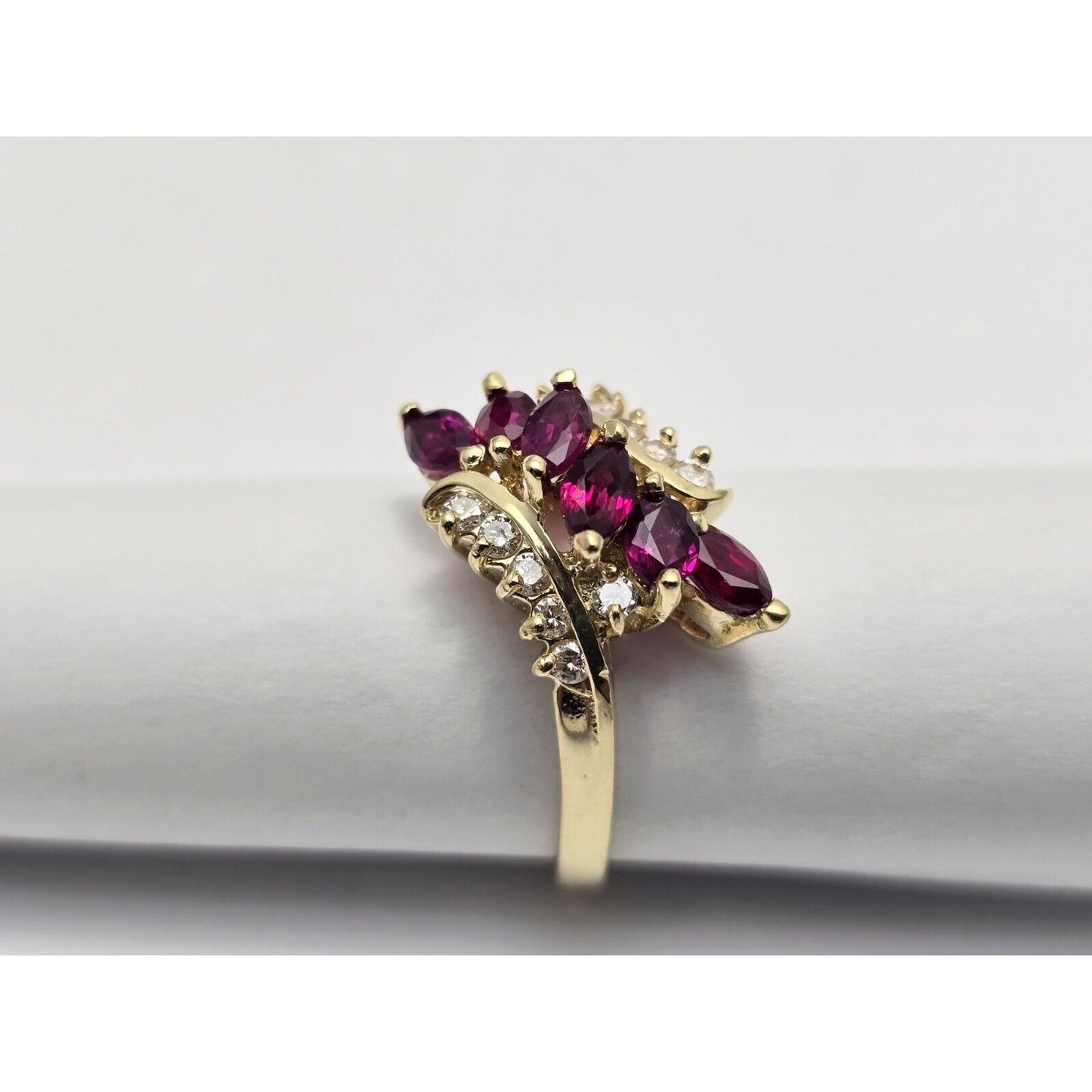 14K Yellow Gold Marquise Ruby & Diamond Ring