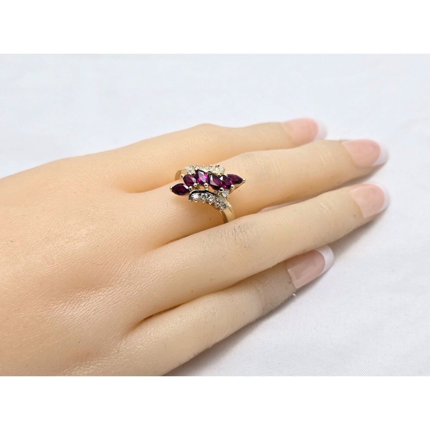 14K Yellow Gold Marquise Ruby & Diamond Ring
