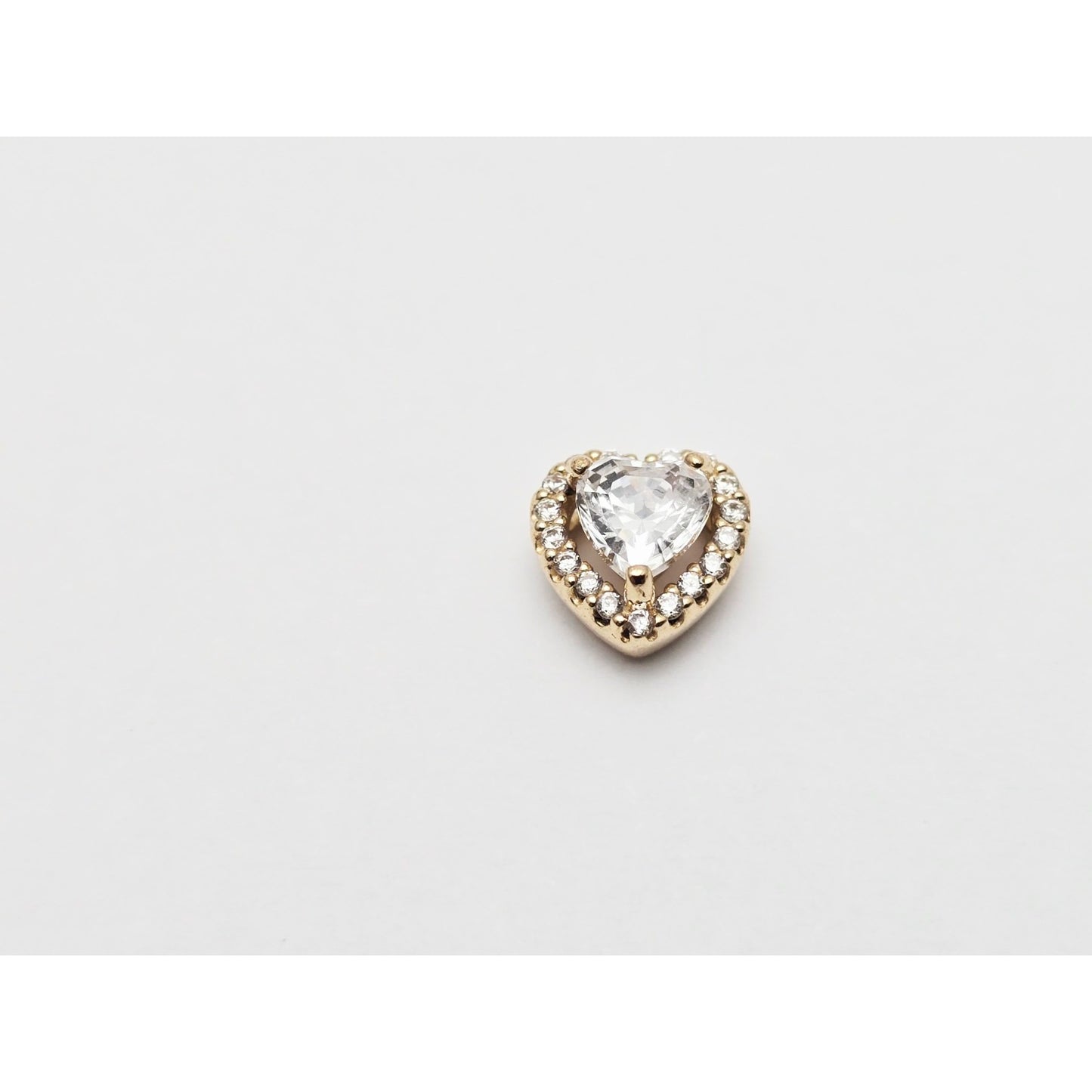 14K Yellow Gold Heart Shaped CZ Charm Pendant