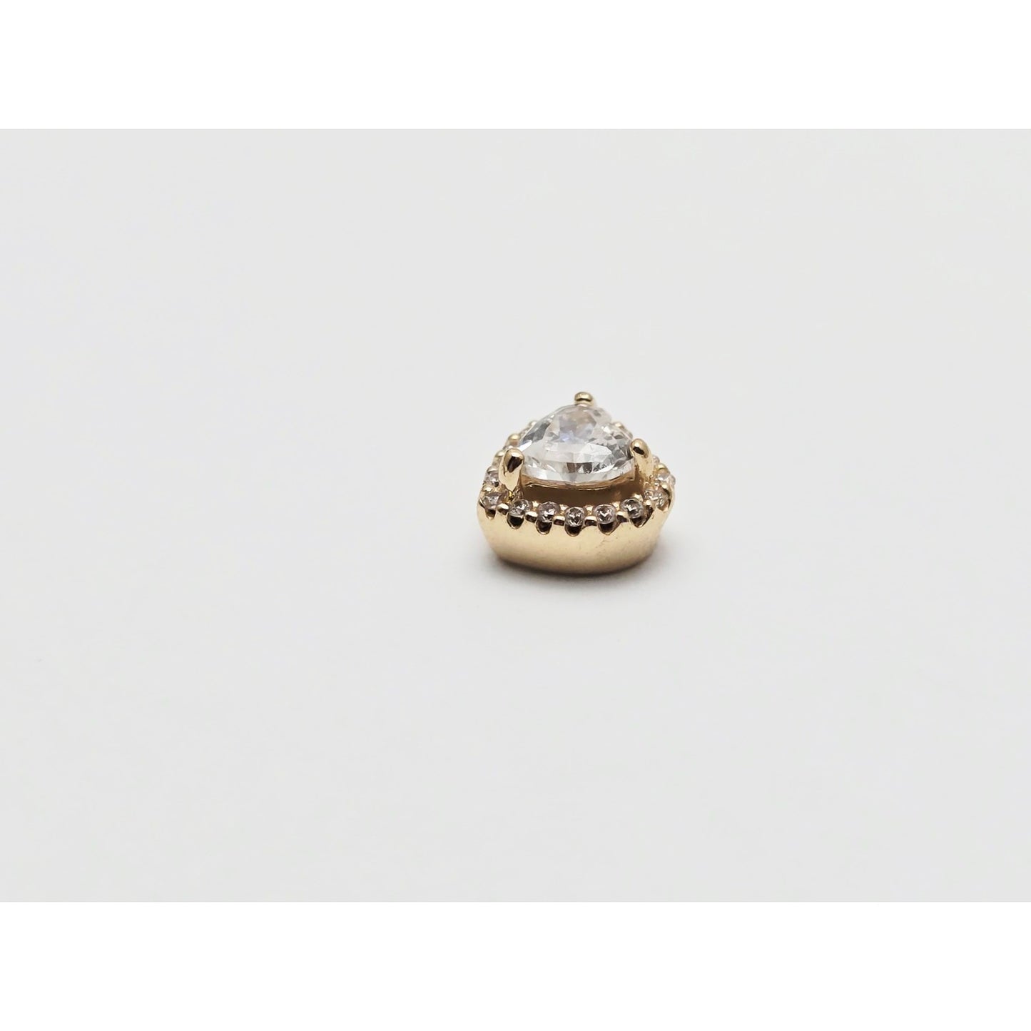 14K Yellow Gold Heart Shaped CZ Charm Pendant