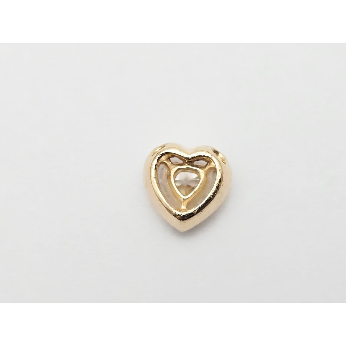14K Yellow Gold Heart Shaped CZ Charm Pendant