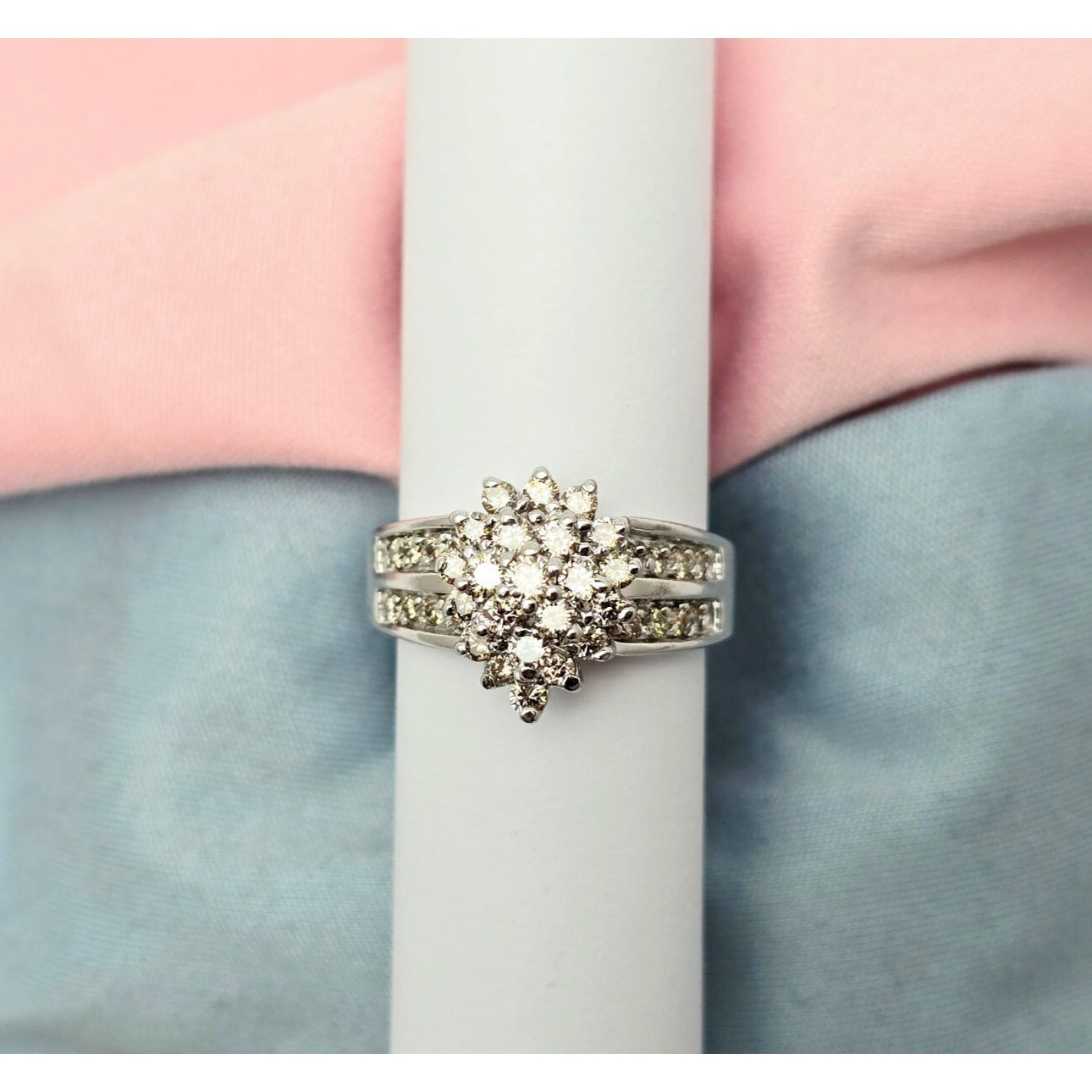 10K White Gold Teardrop Style Diamond Ring