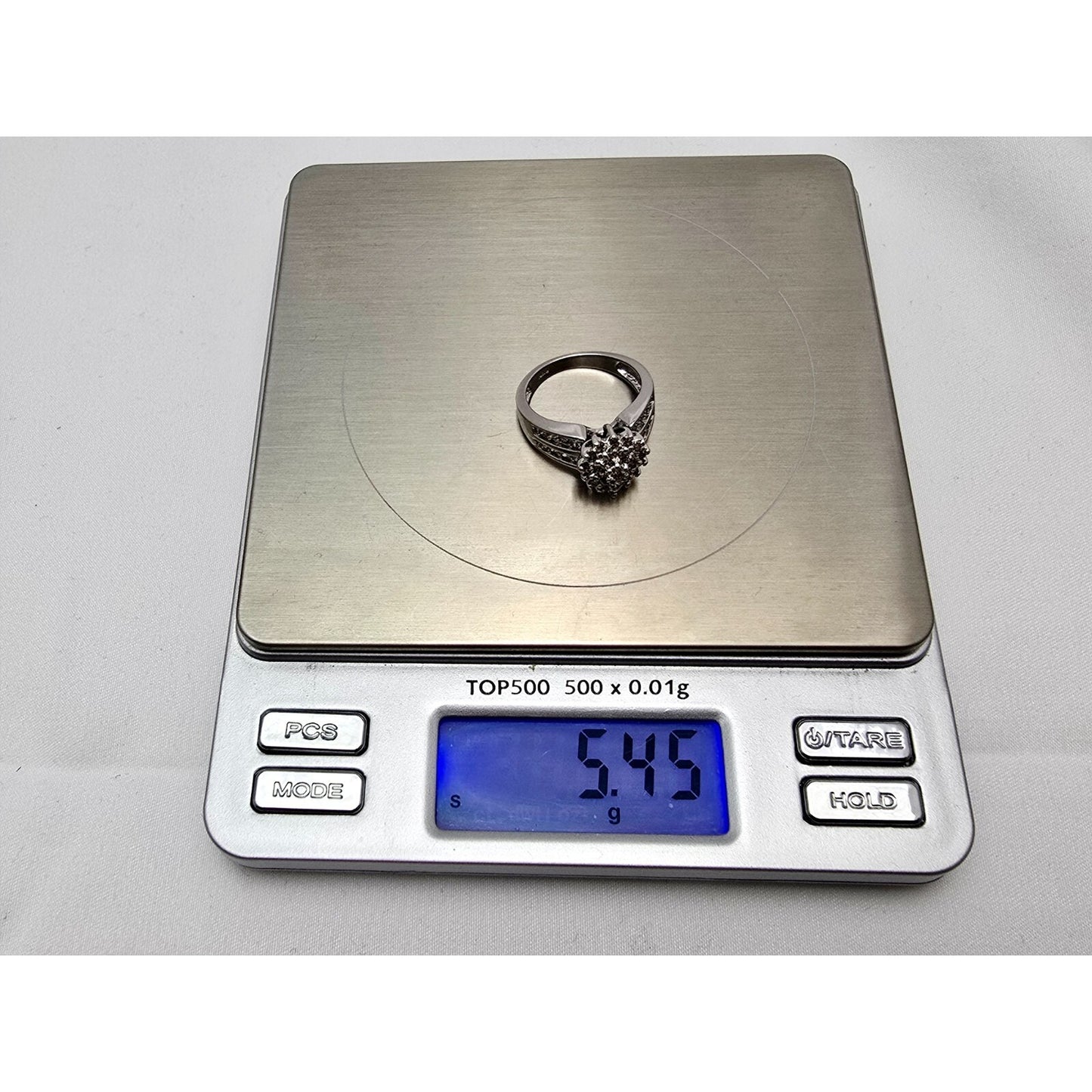 10K White Gold Teardrop Style Diamond Ring