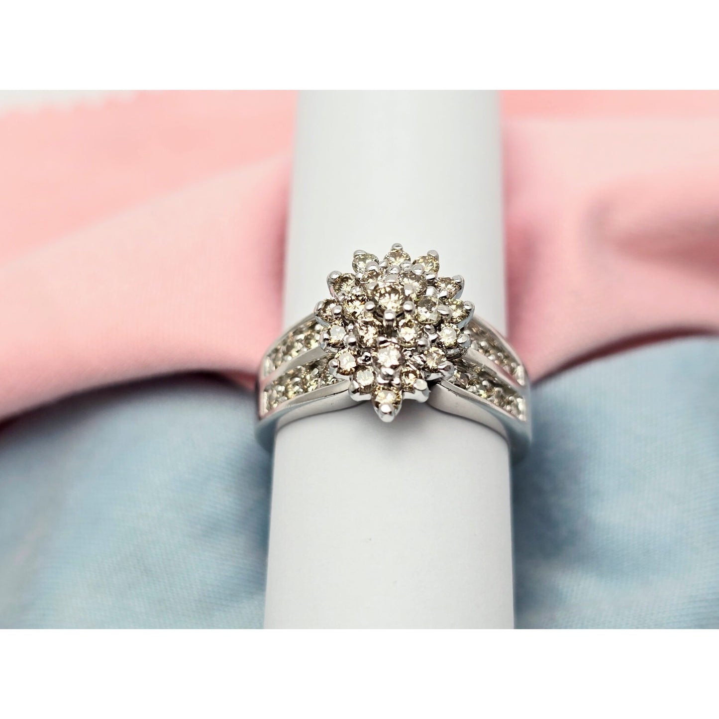 10K White Gold Teardrop Style Diamond Ring