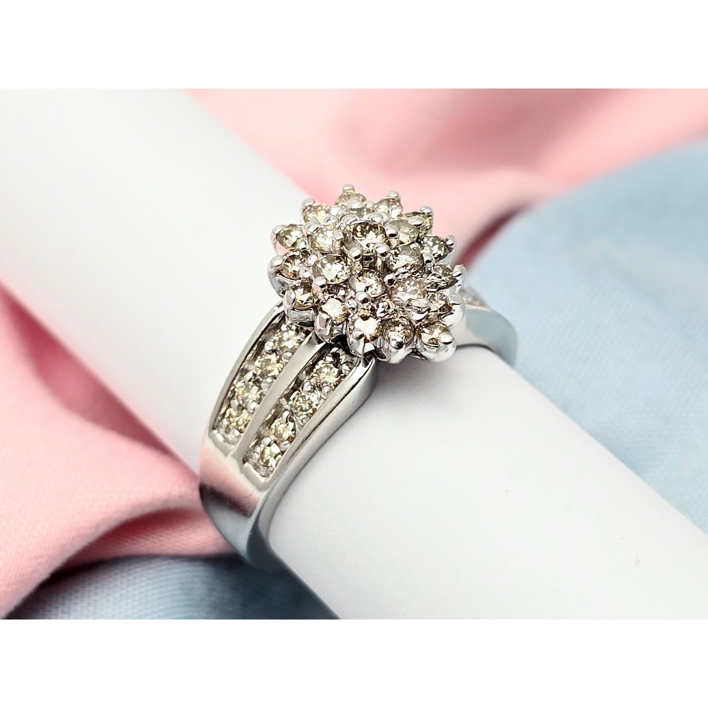 10K White Gold Teardrop Style Diamond Ring