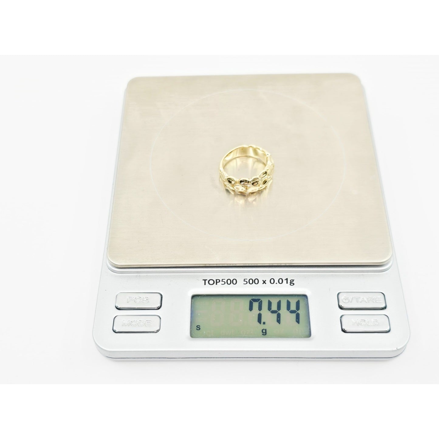 14K Yellow Gold Round Diamond Nugget Ring