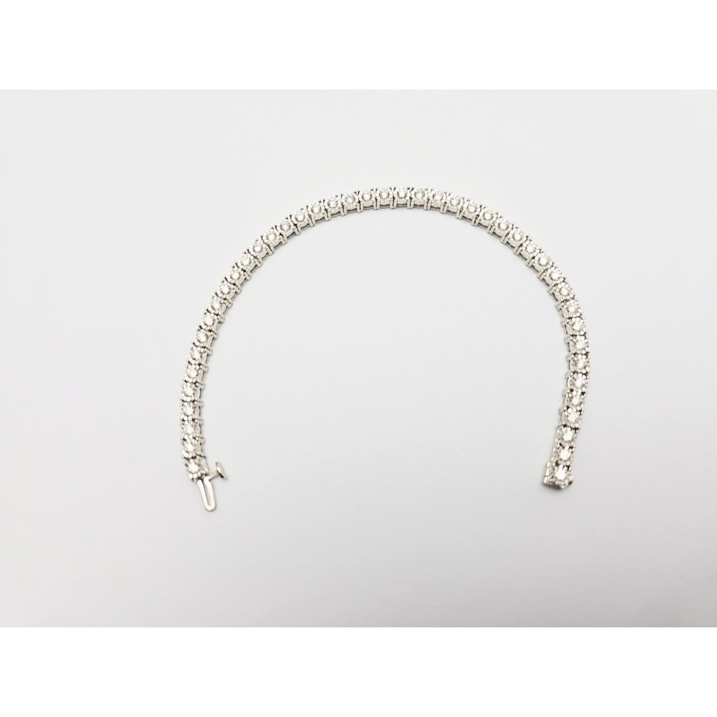 14K White Gold Round Cut Diamond Tennis Link Bracelet