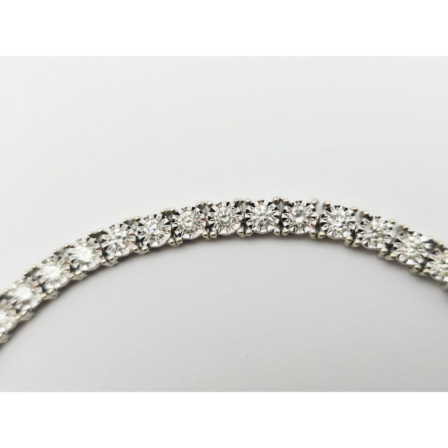 14K White Gold Round Cut Diamond Tennis Link Bracelet
