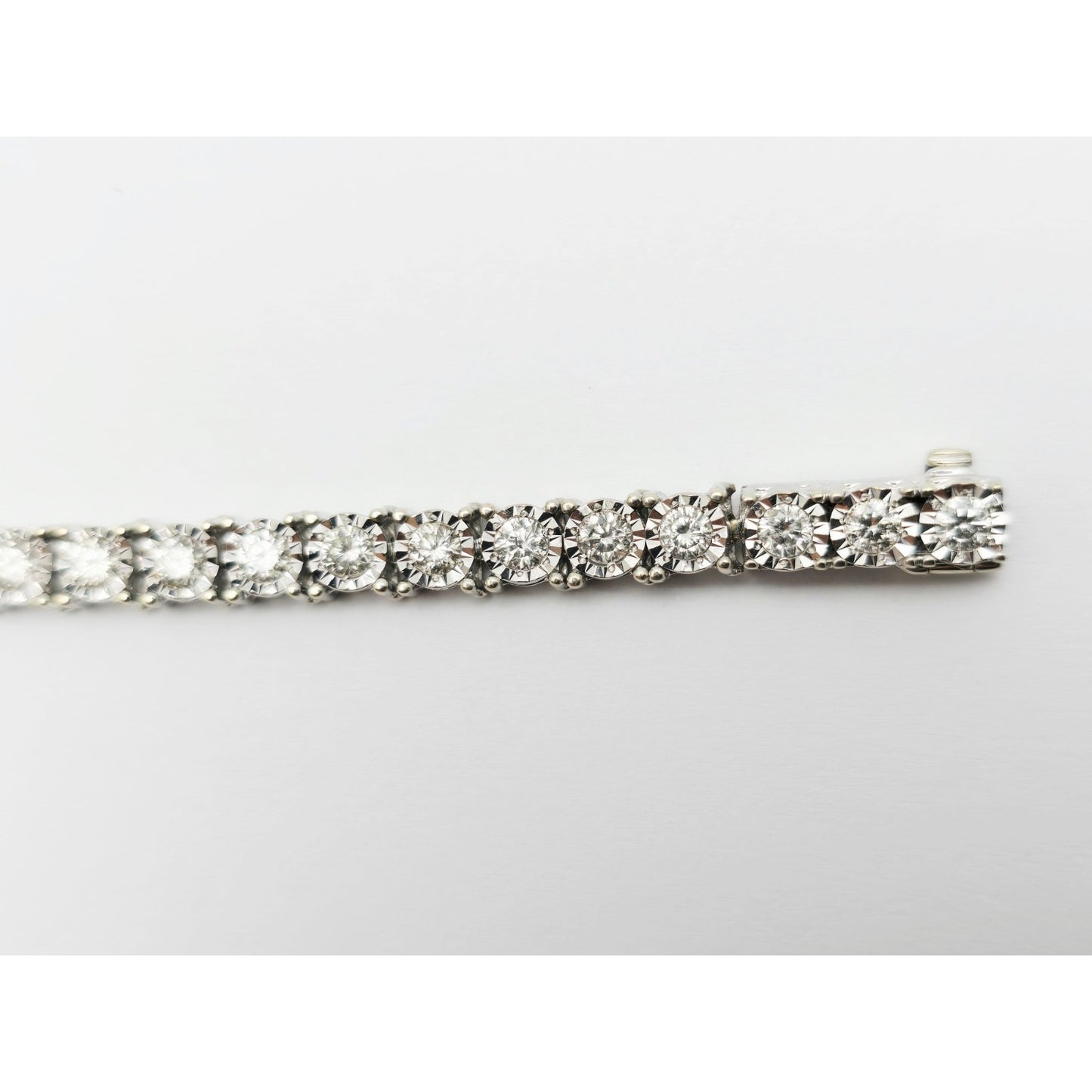 14K White Gold Round Cut Diamond Tennis Link Bracelet