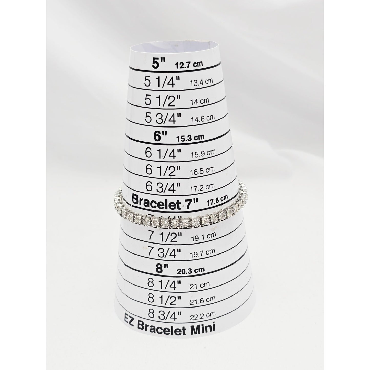 14K White Gold Round Cut Diamond Tennis Link Bracelet