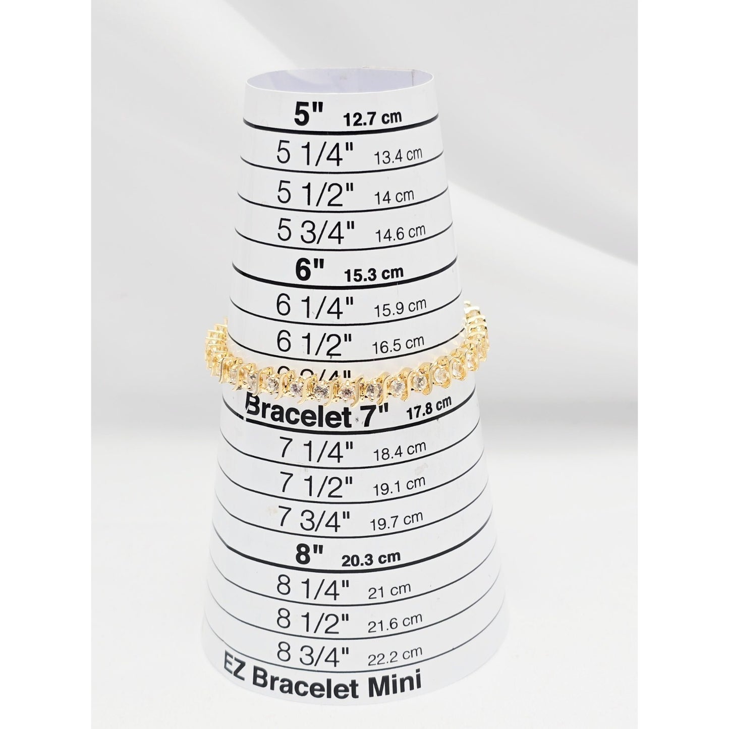 14K Yellow Gold White Sapphire Tennis Link Bracelet