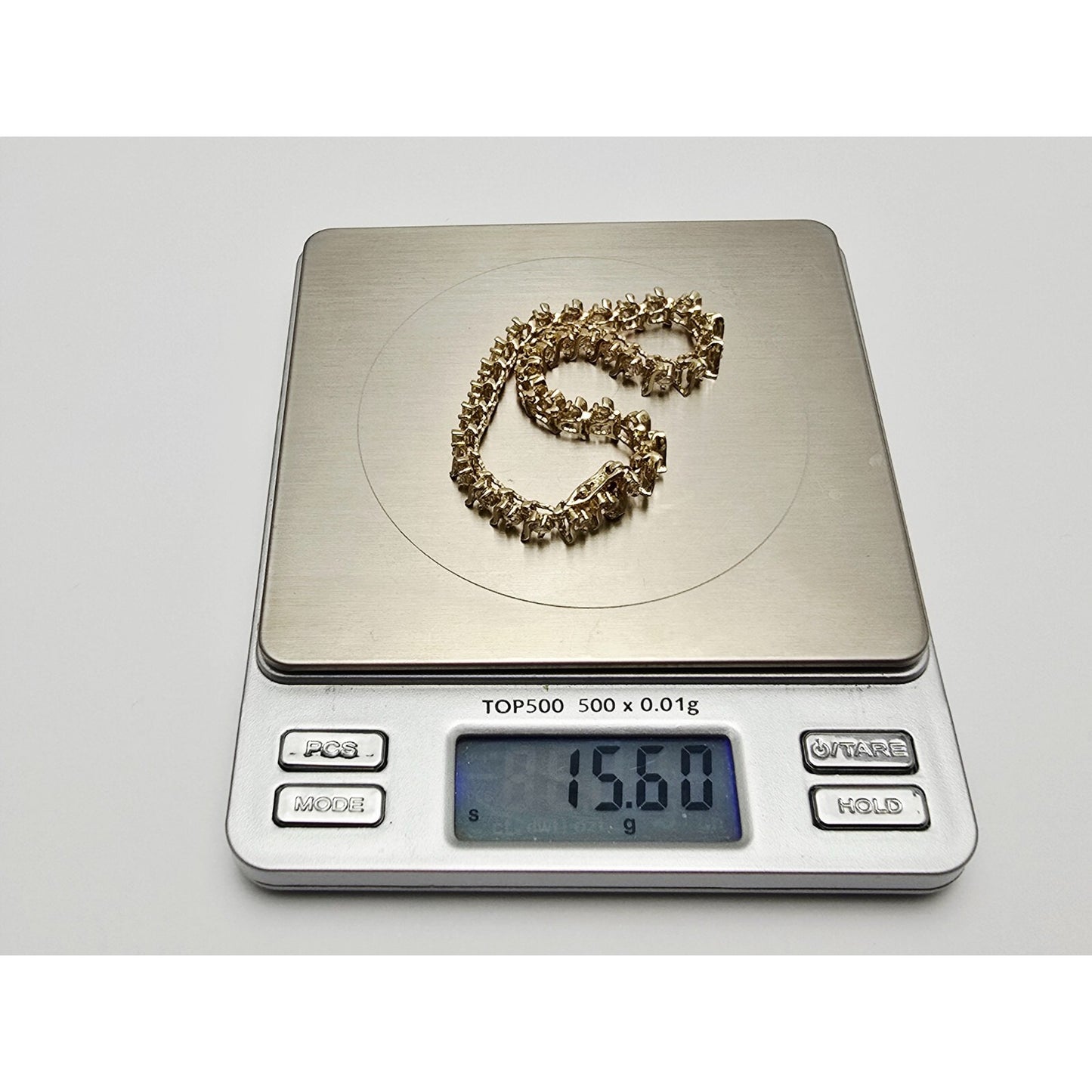 14K Yellow Gold White Sapphire Tennis Link Bracelet