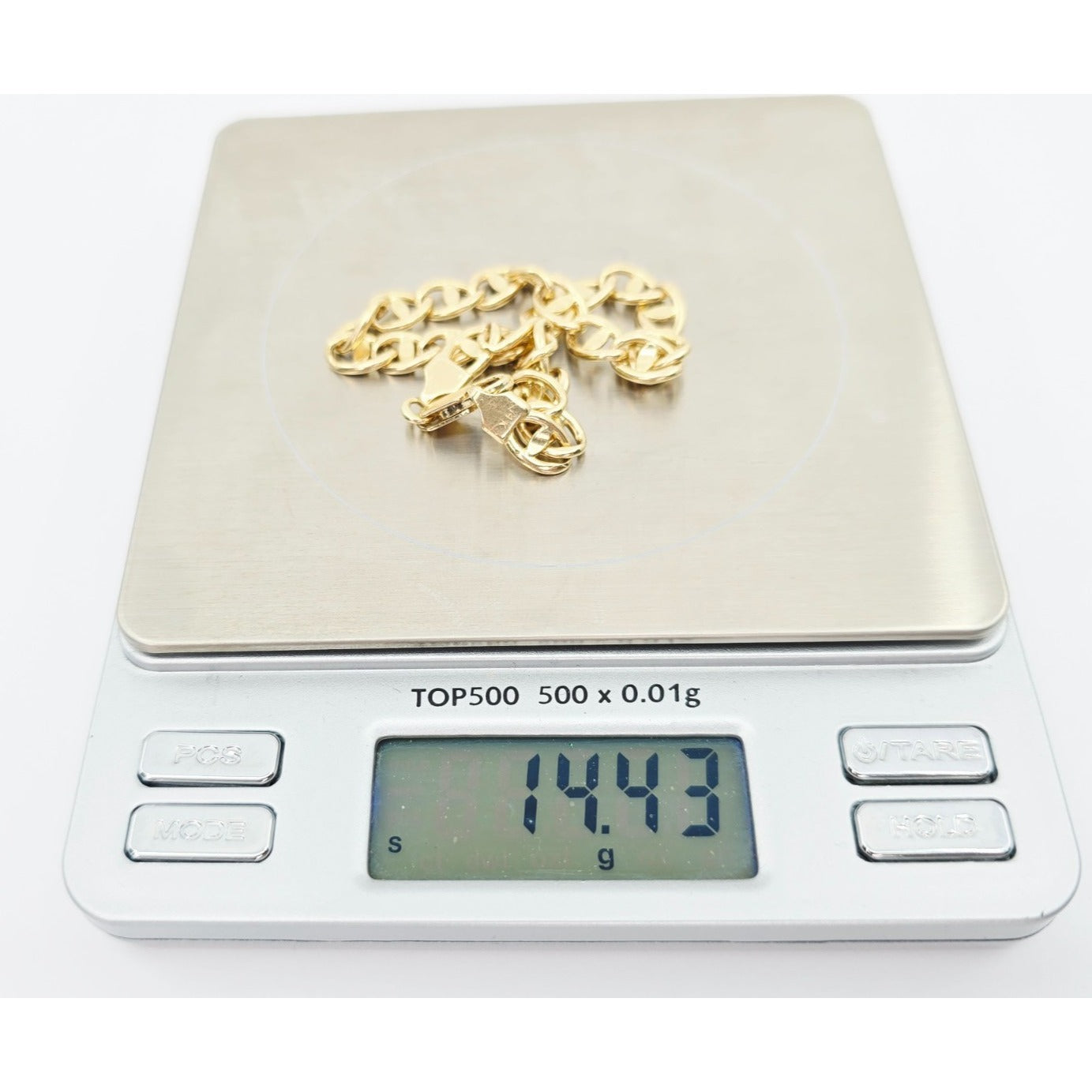 14K Yellow Gold Mariner Anchor Link Chain Bracelet