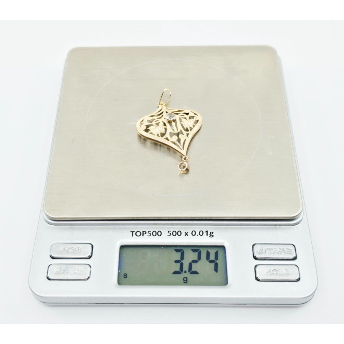 Vintage 14K Yellow Gold Diamond Cut Drop Dangle Charm Pendant