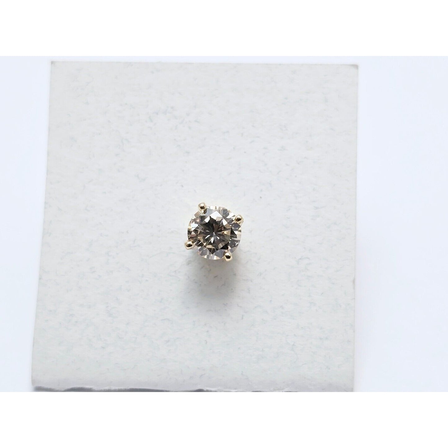 Single 14K Yellow Gold Round Diamond Screw Back Stud Earring