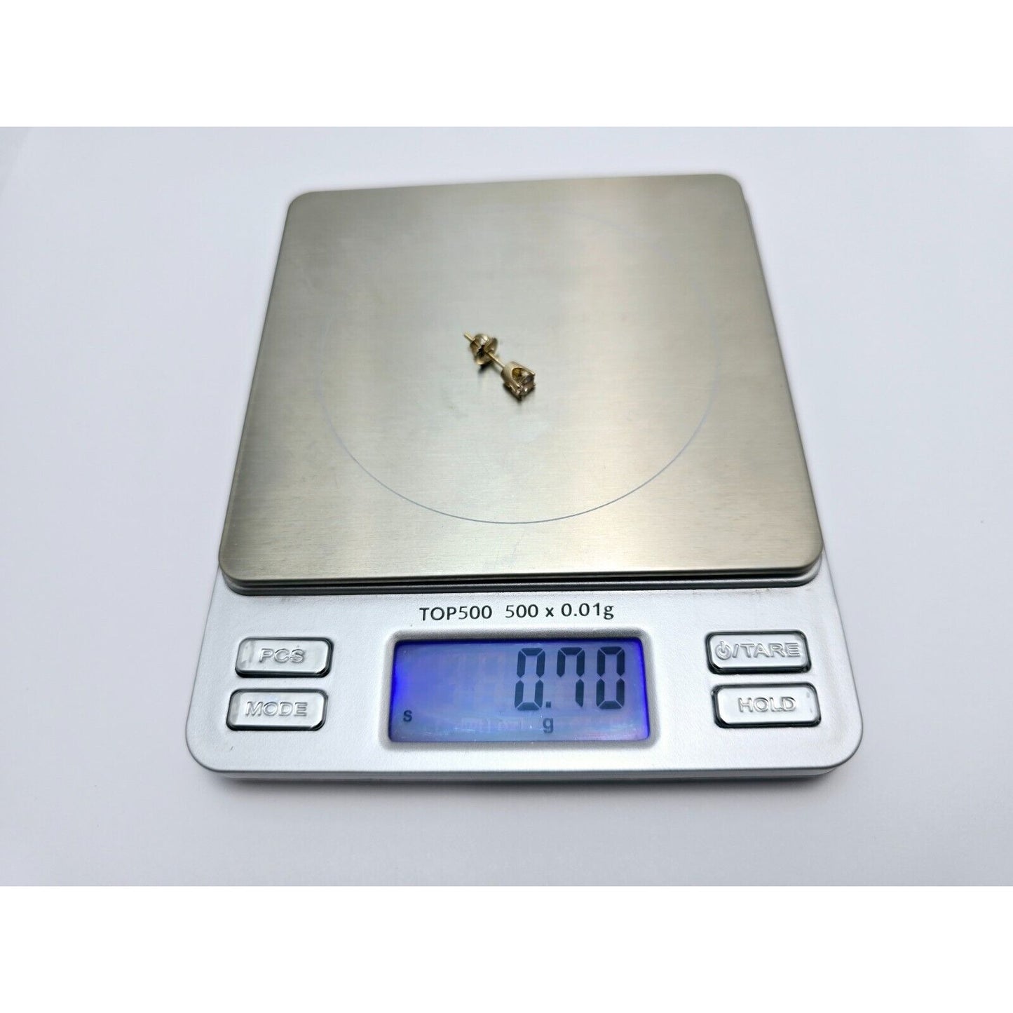 Single 14K Yellow Gold Round Diamond Screw Back Stud Earring