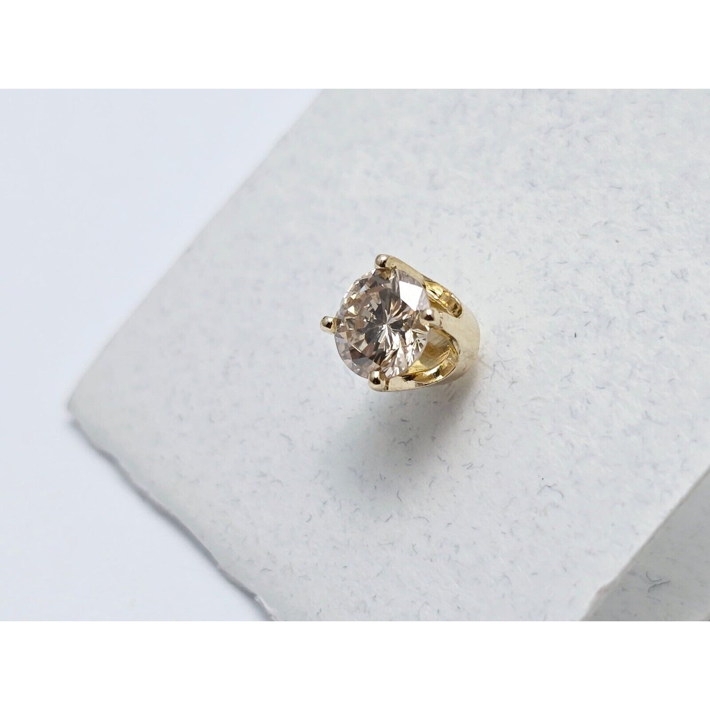 Single 14K Yellow Gold Round Diamond Screw Back Stud Earring