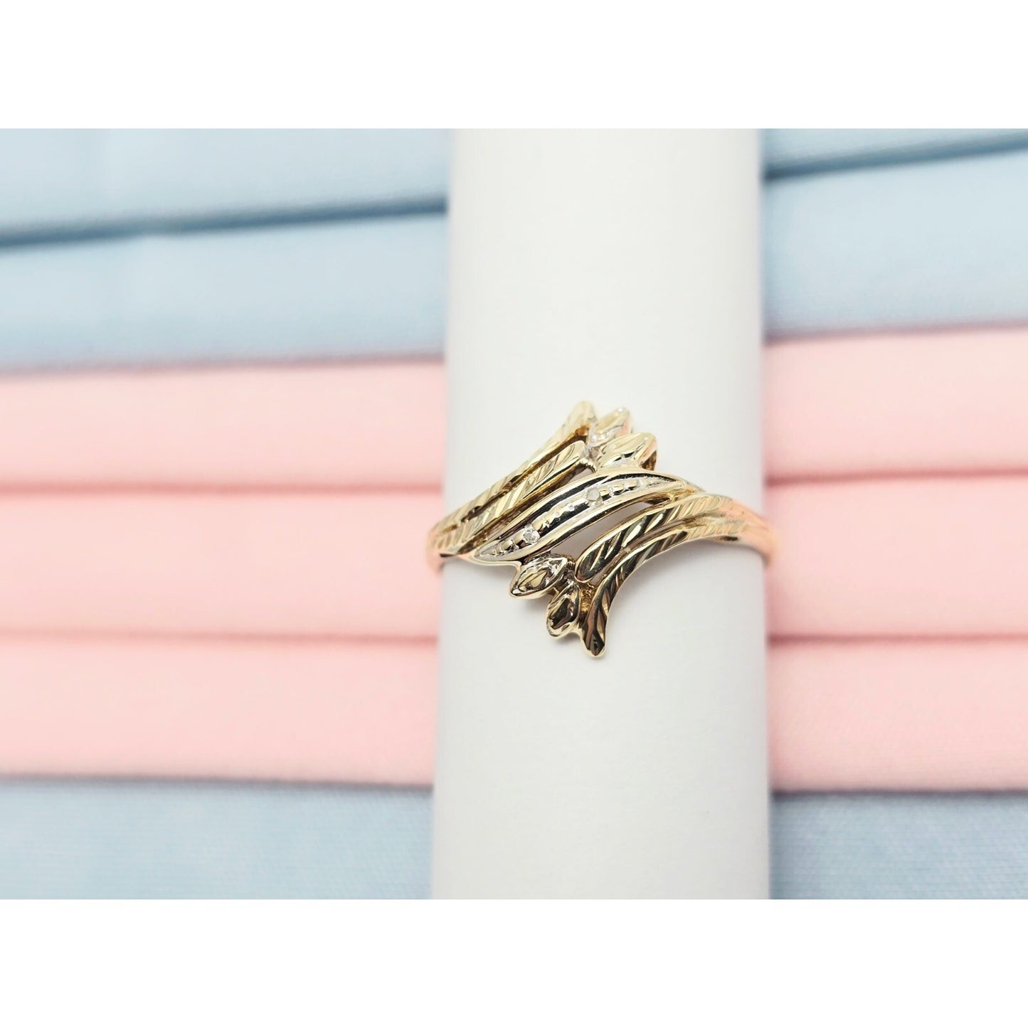 10K Two Tone Gold Raw Cut Diamond Ring