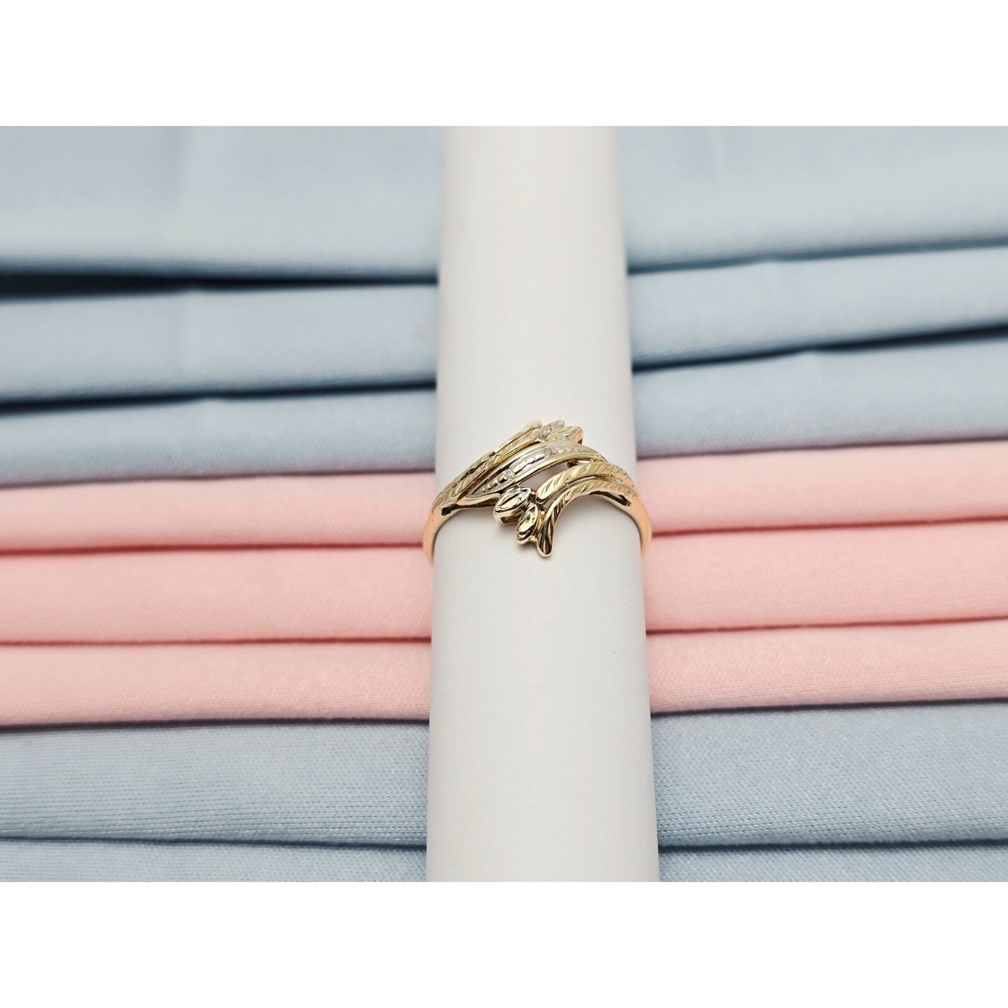 10K Two Tone Gold Raw Cut Diamond Ring