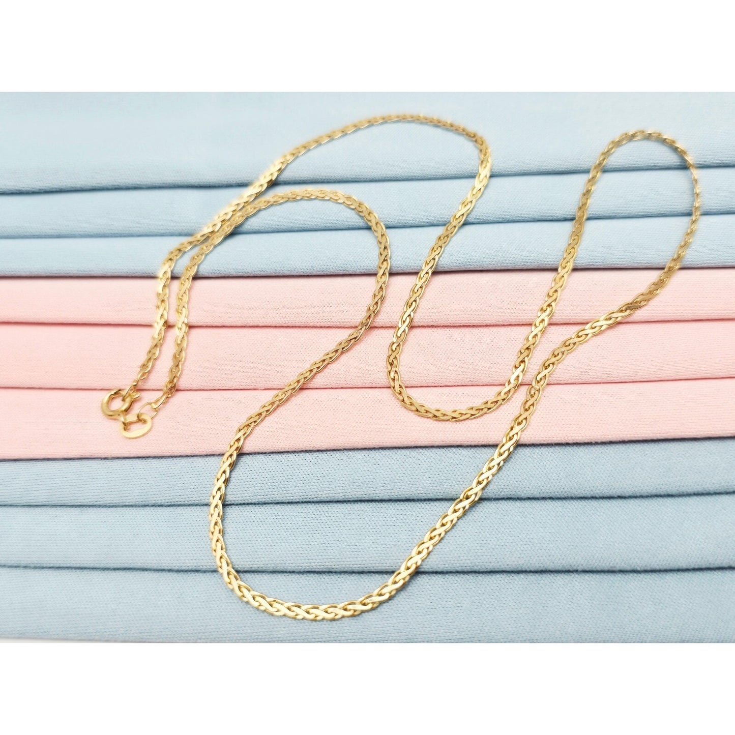 14K Yellow Gold Braided Flat Chain Necklace