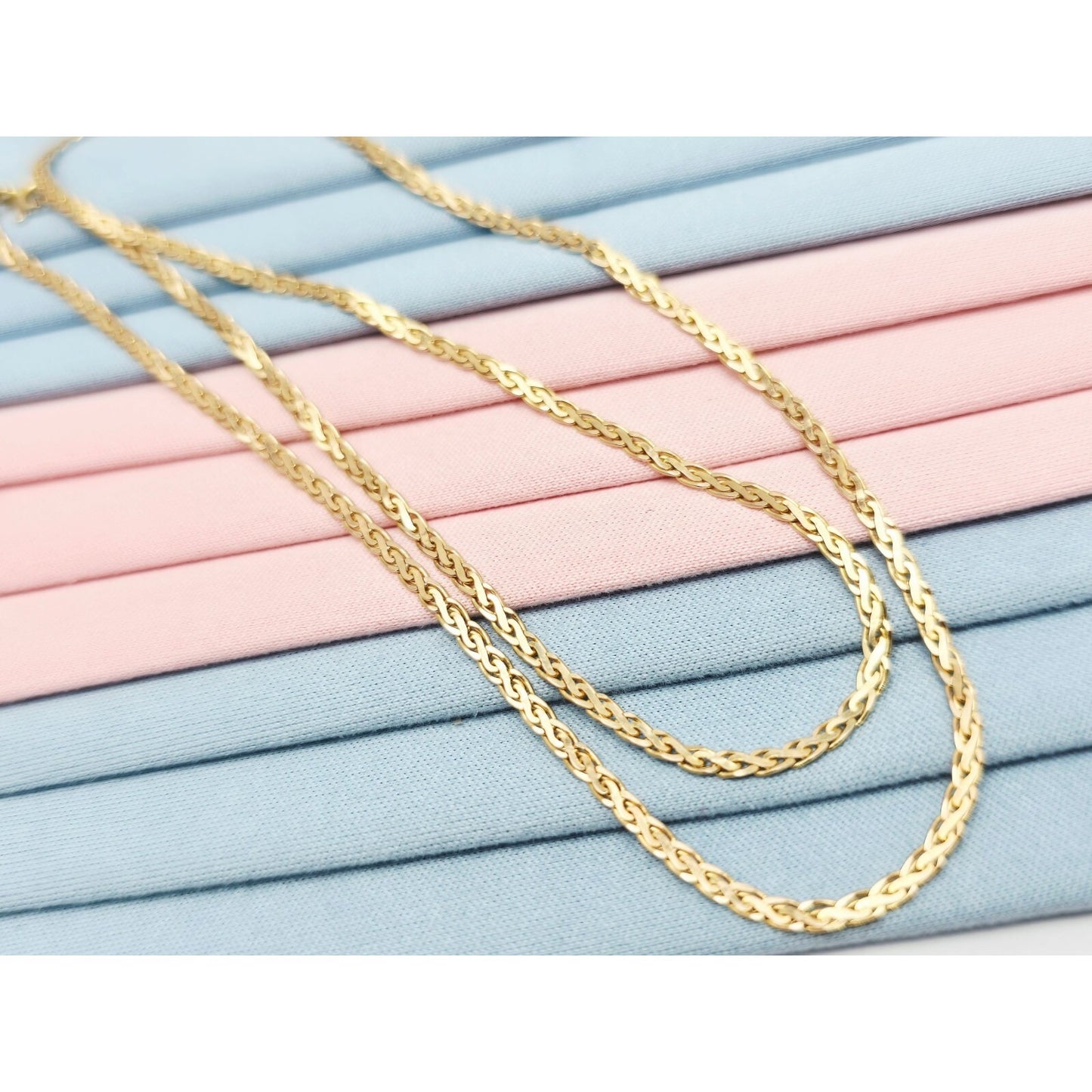 14K Yellow Gold Braided Flat Chain Necklace