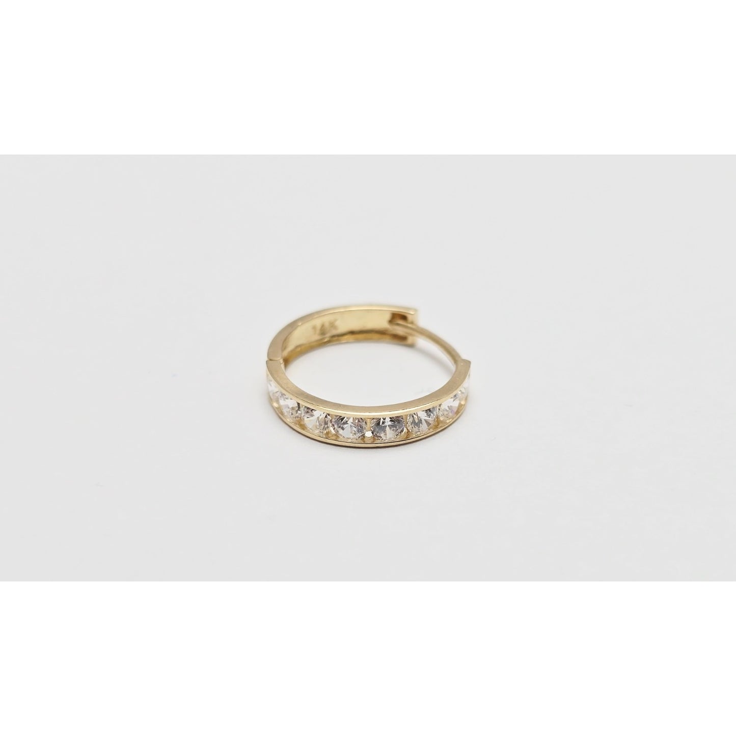 Single 14K Yellow Gold CZ Back Flap Hinge Earring