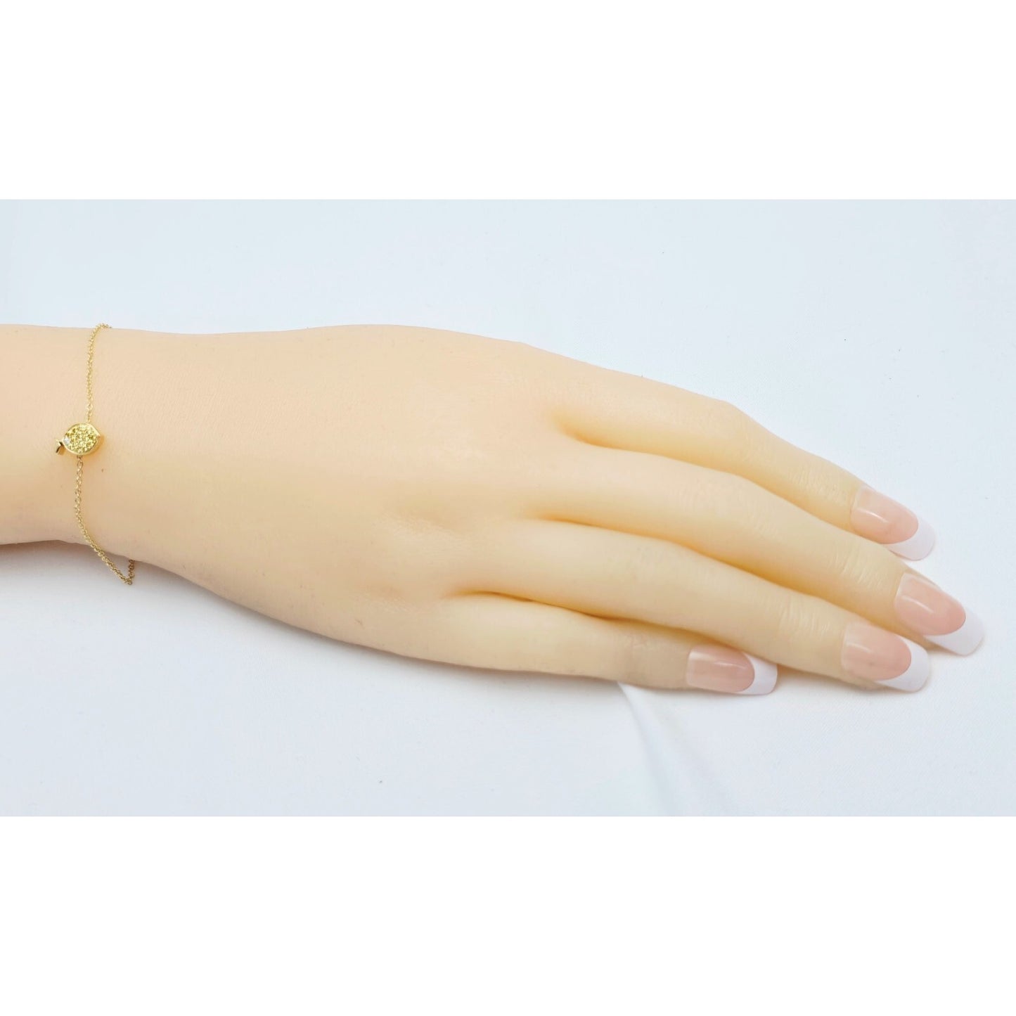 18K Yellow Gold Topaz & Diamond Fish Resizable Cable Link Charm Bracelet