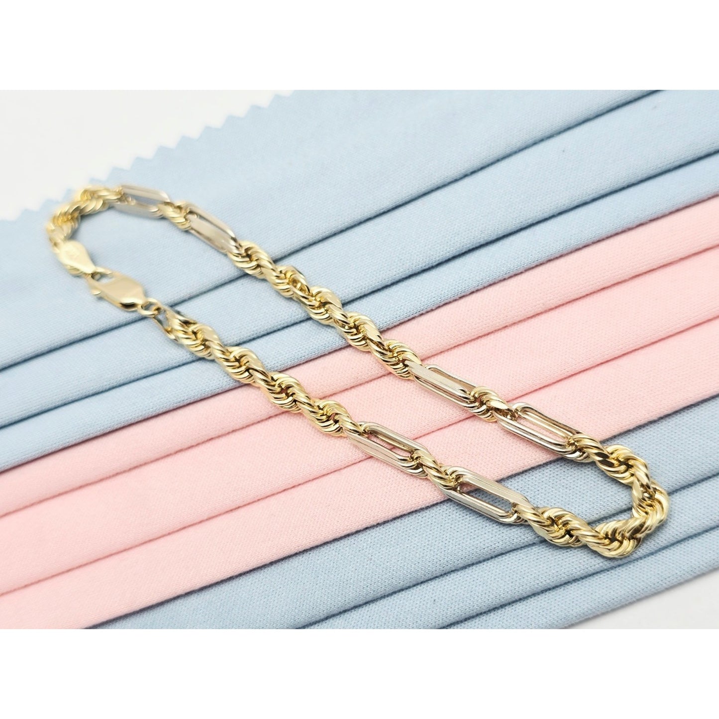 14K Two Tone Gold Milano Rope Bracelet